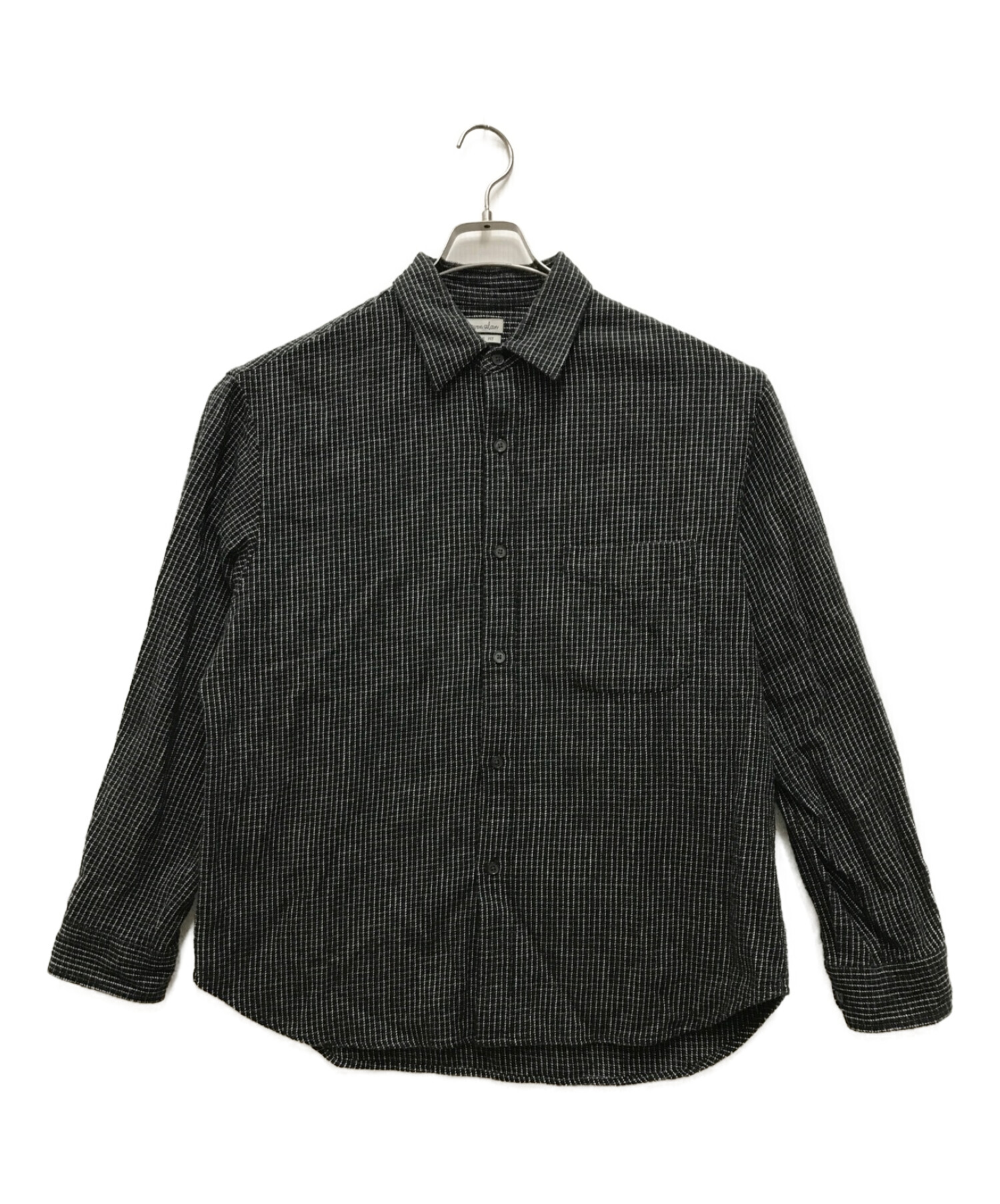 STEVEN ALAN (スティーブンアラン) DRY/NEL CHECK REGULAR COLLAR SHIRT -LOOSE ブラック×ホワイト  サイズ:S