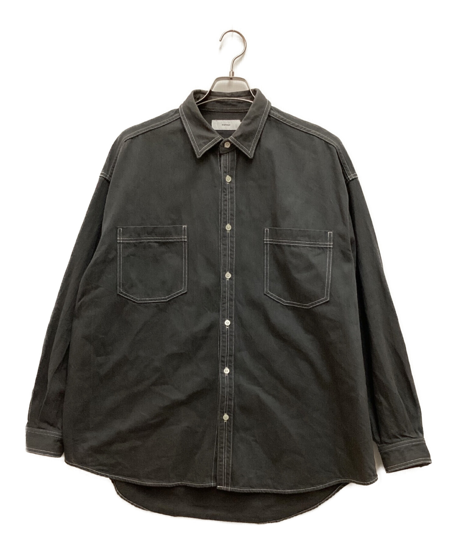 Graphpaper (グラフペーパー) Denim Regular Collar Shirt　長袖デニムシャツ　オーバーサイズシャツ グレー  サイズ:2