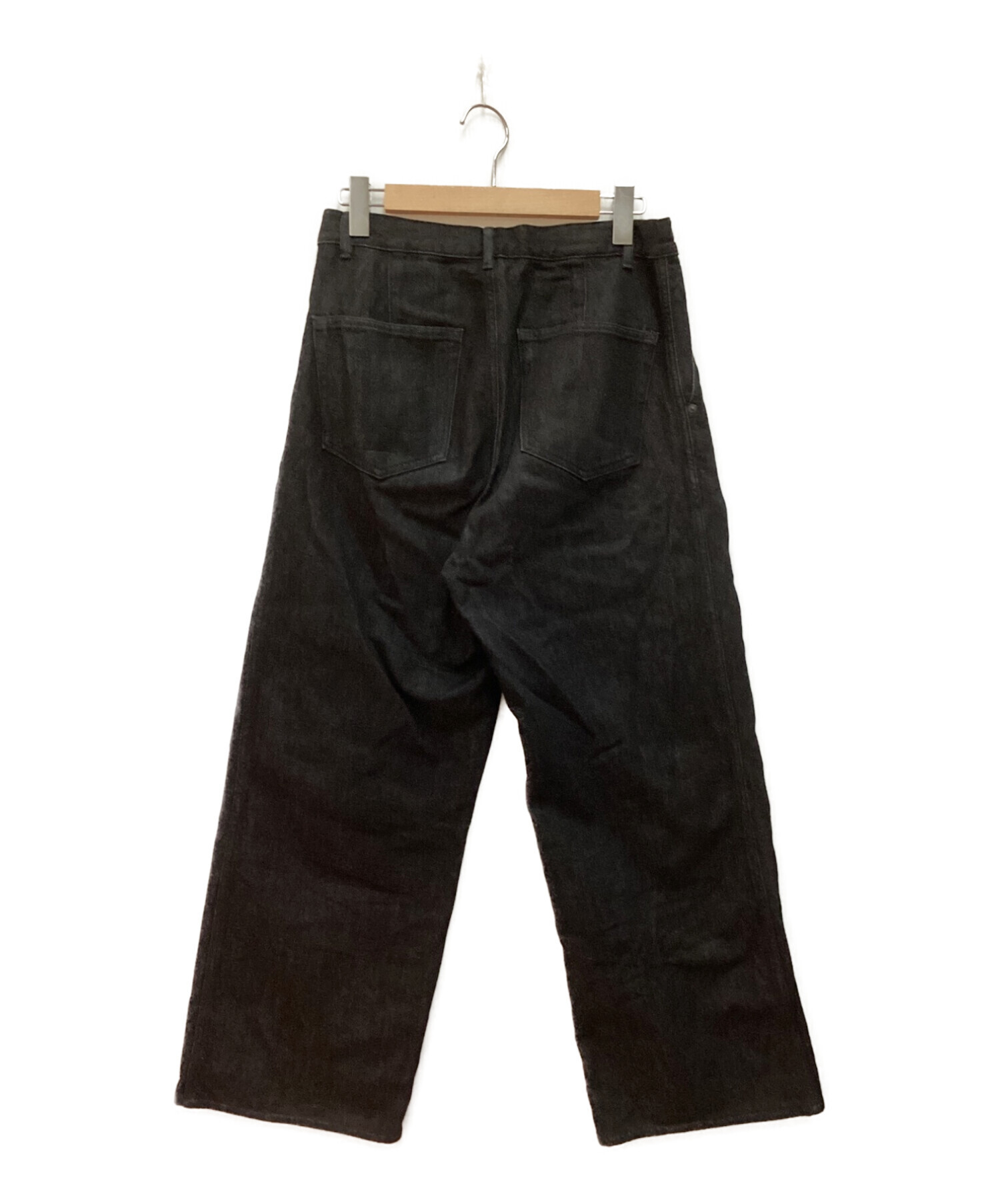 AURALEE (オーラリー) HARD TWIST DENIM WIDE SLACKS ハードツイストワイドデニムパンツ ブラック サイズ:3