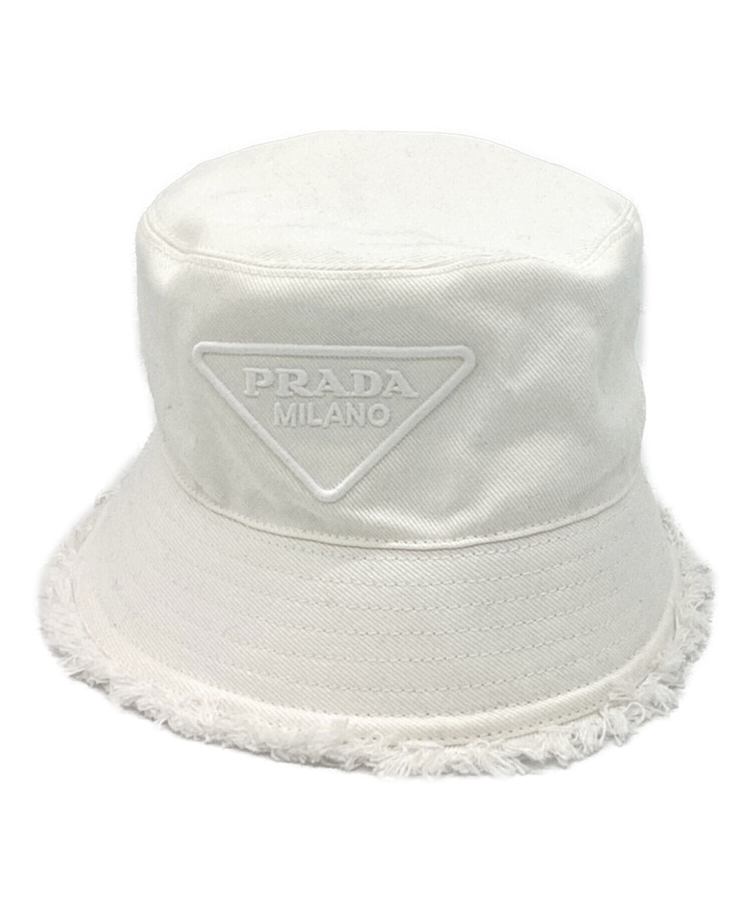 100%新品低価PRADA プラダ ドリルバスケットハット バケハ サイズS 2023SS 帽子