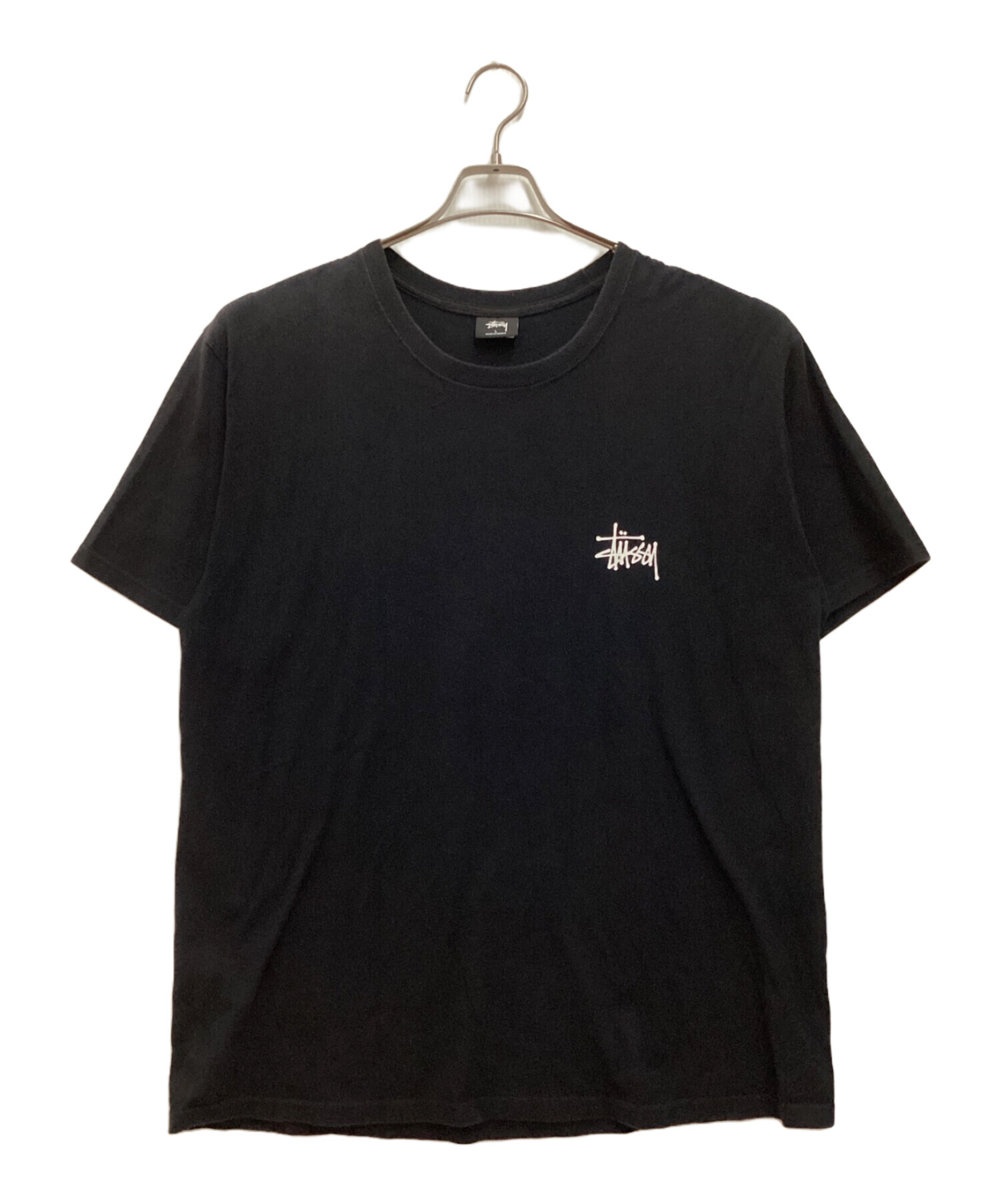 stussy (ステューシー) プリントTシャツ　クルーネック　バックロゴ ブラック サイズ:L