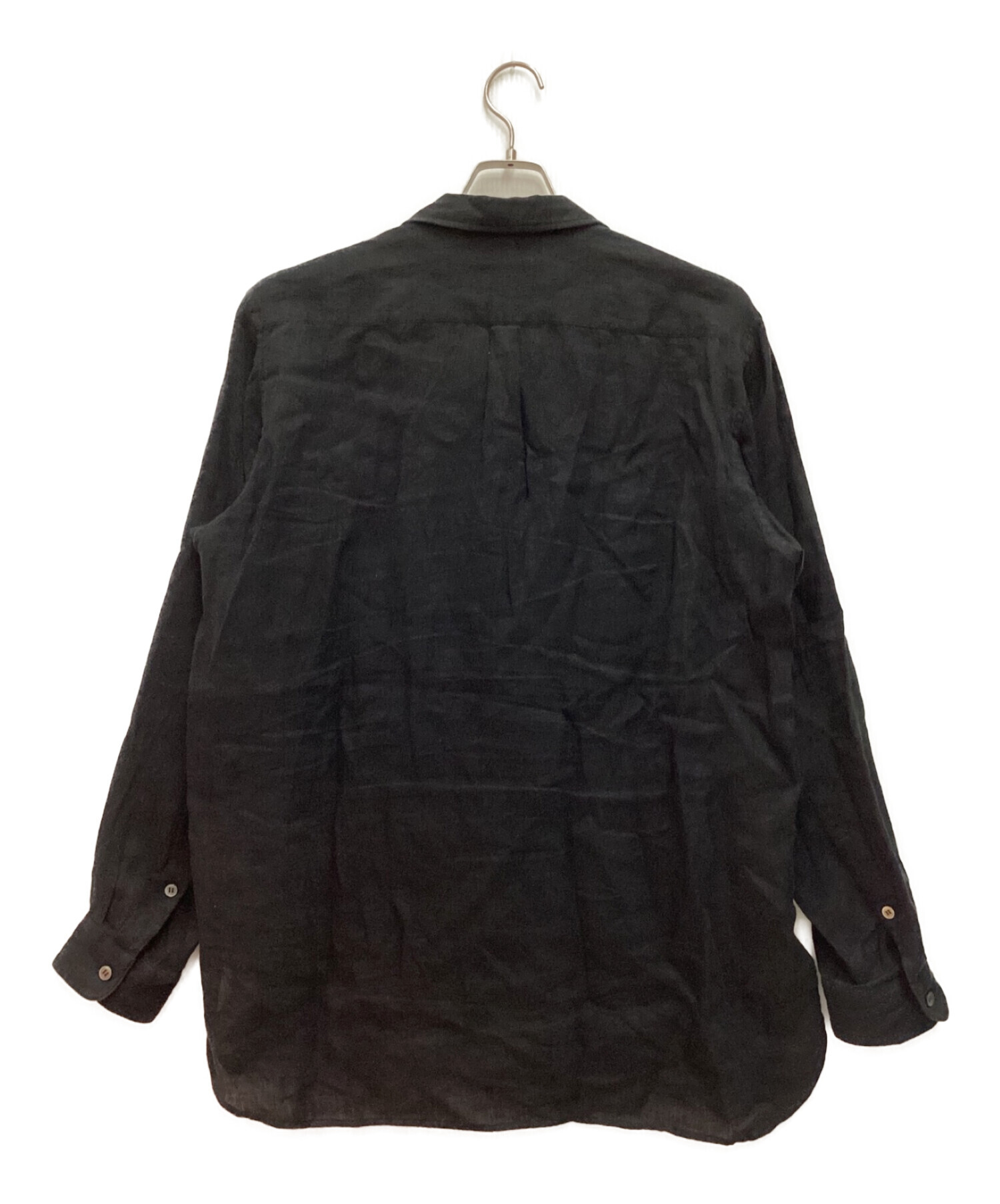 山内 (ヤマウチ) ションヘルリネンツイル・テーラードカラーシャツ　リネンオープンカラーシャツ ブラック サイズ:4