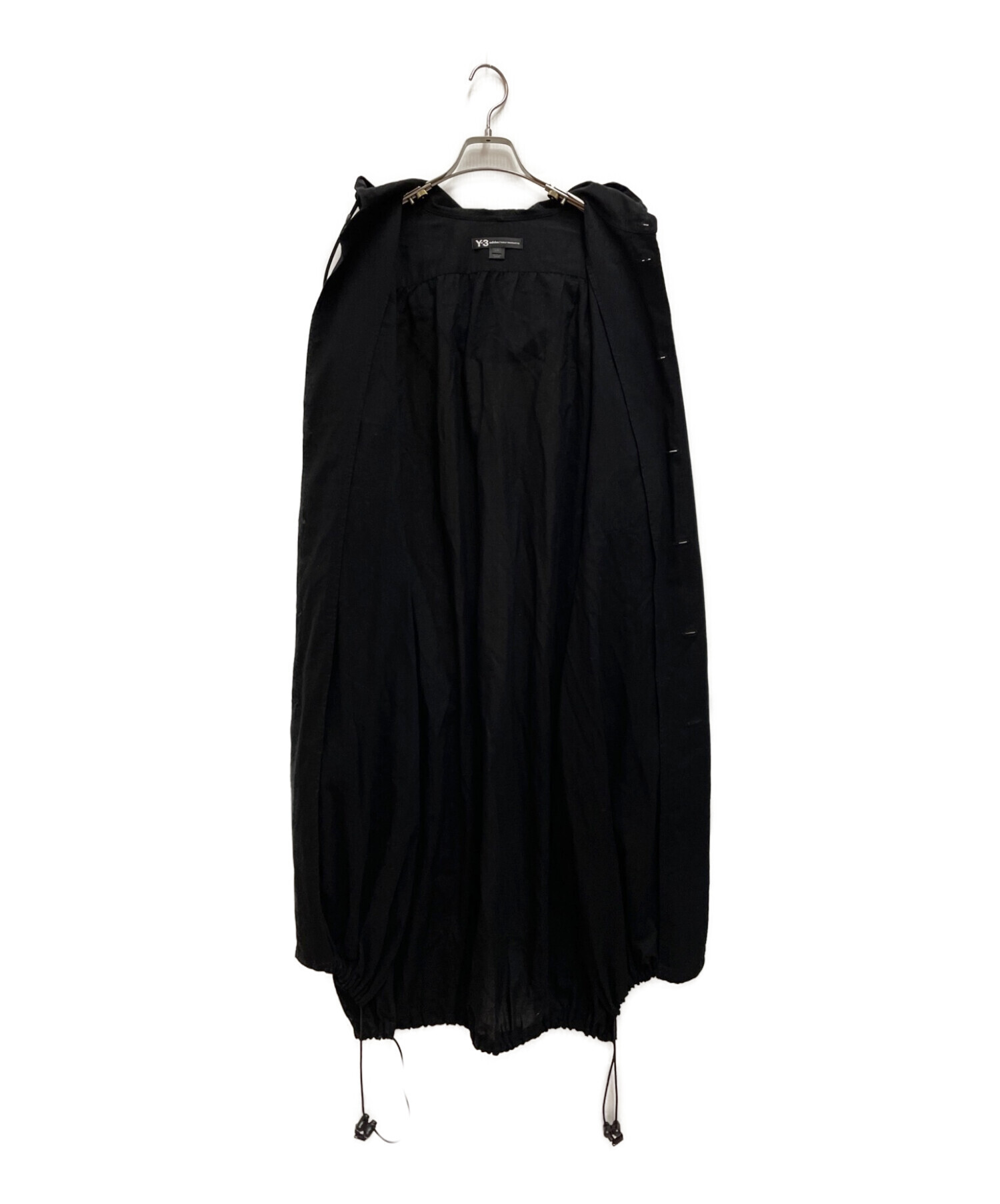 Y-3 (ワイスリー) HOODED LONG SHIRT フーデッドロングシャツ　フーデッドコート　モッズコート ブラック サイズ:SIZE L