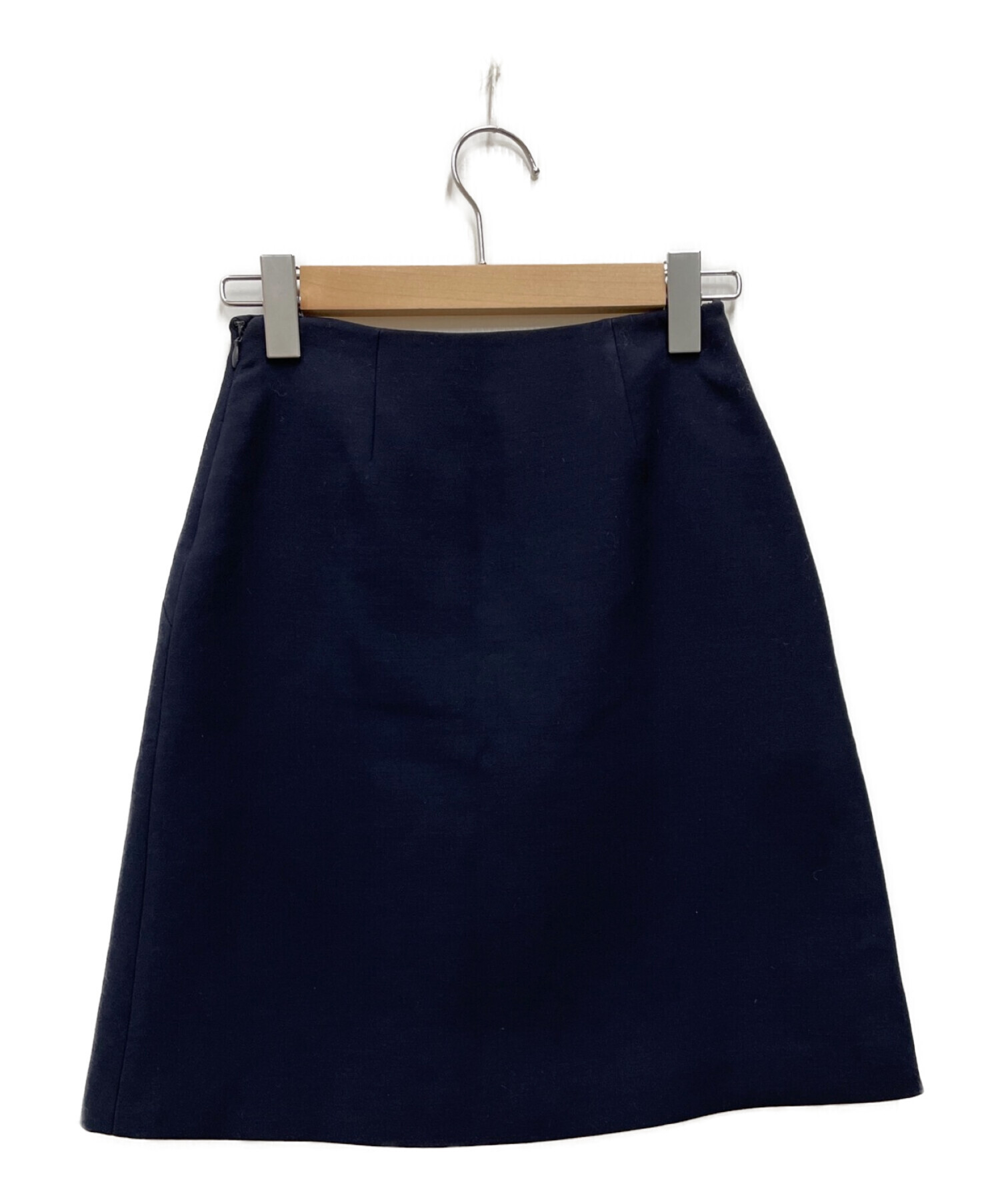 PRADA (プラダ) バージンウールミニスカート　ショートスカート ネイビー サイズ:SIZE 36S