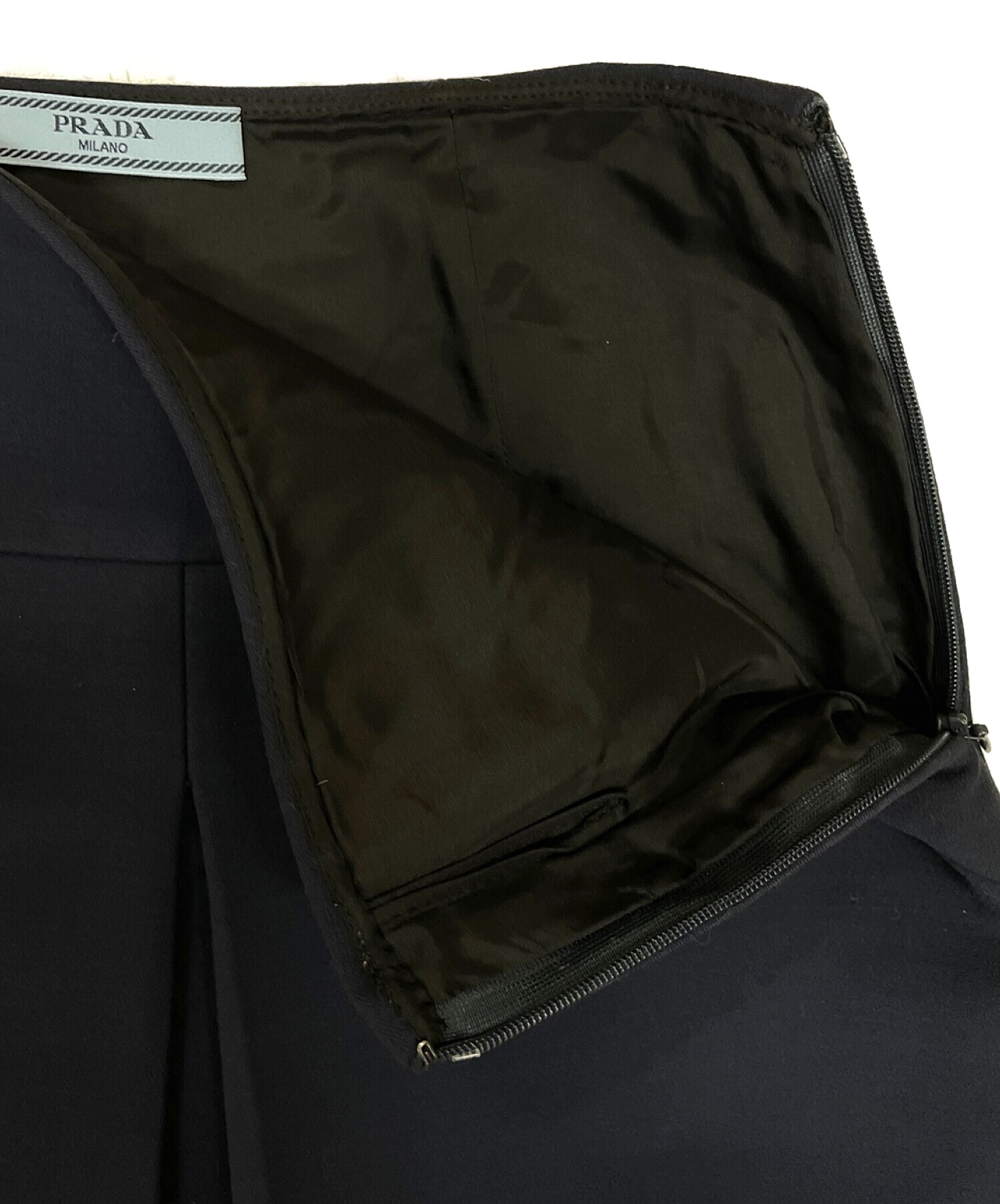 PRADA (プラダ) バージンウールミニスカート　ショートスカート ネイビー サイズ:SIZE 36S