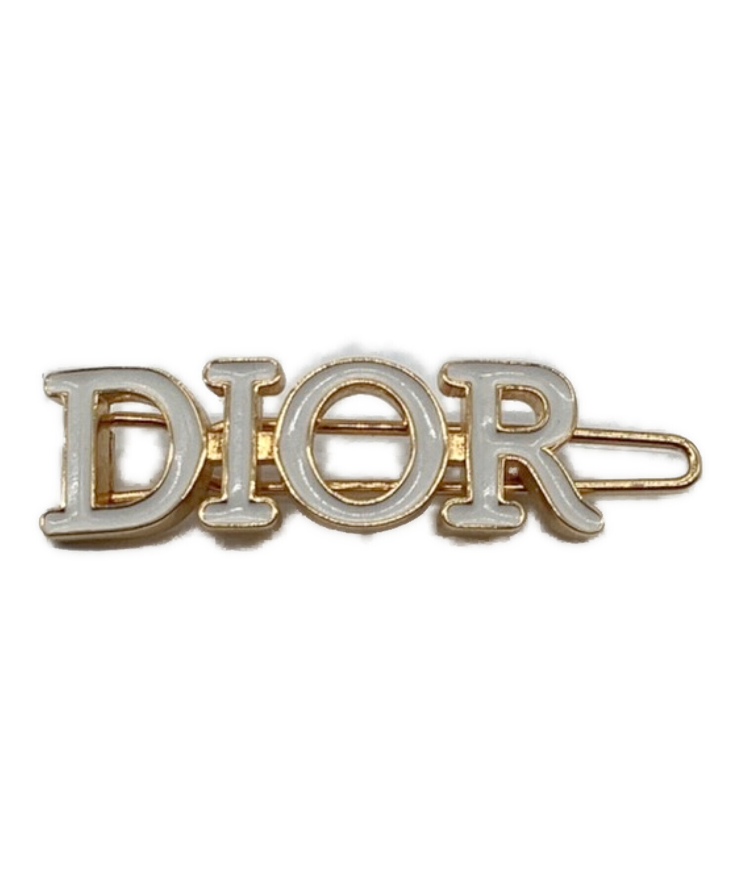 Christian Dior (クリスチャン ディオール) ロゴバレッタ　ヘアピン ホワイト
