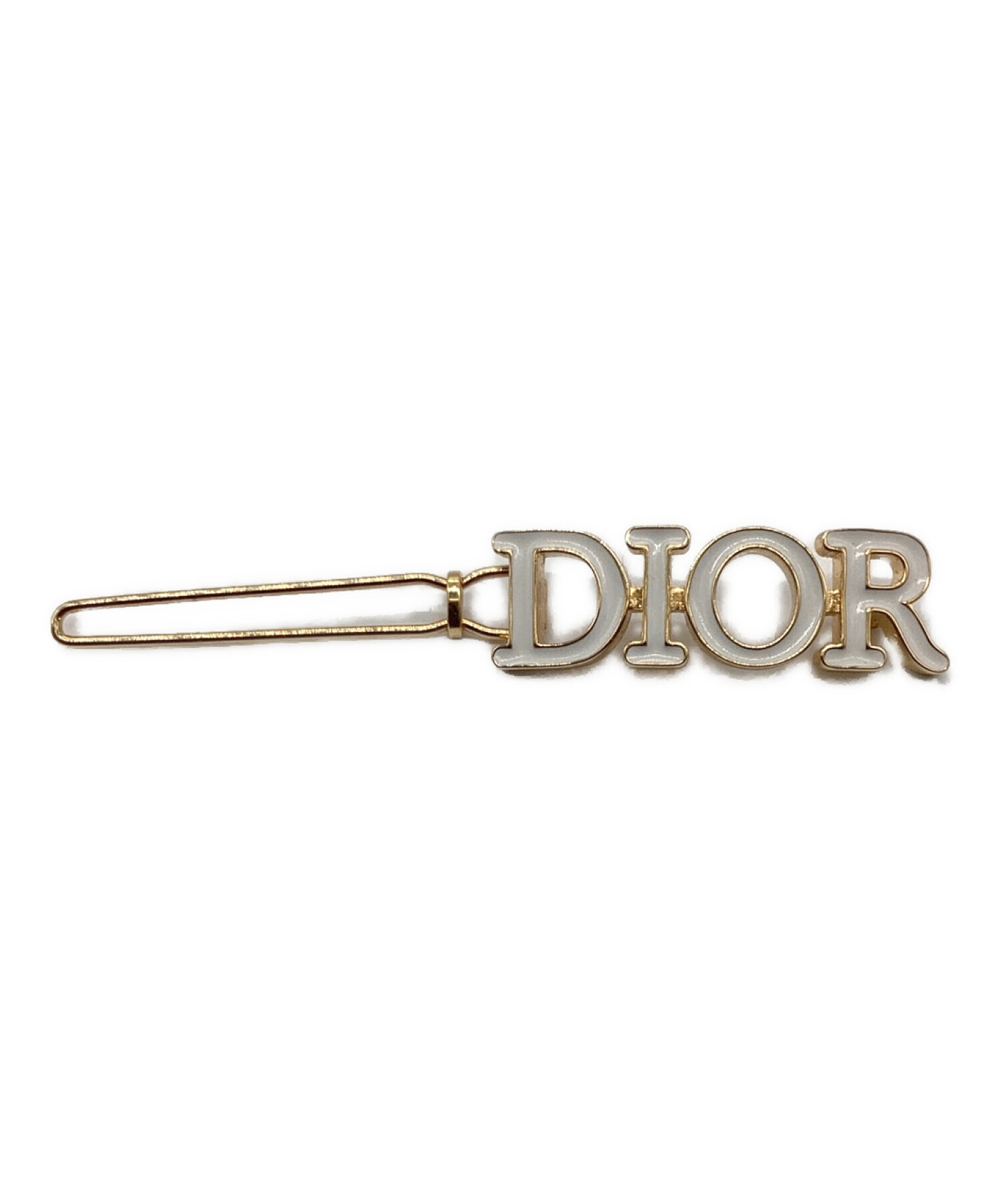 Christian Dior (クリスチャン ディオール) ロゴバレッタ　ヘアピン ホワイト