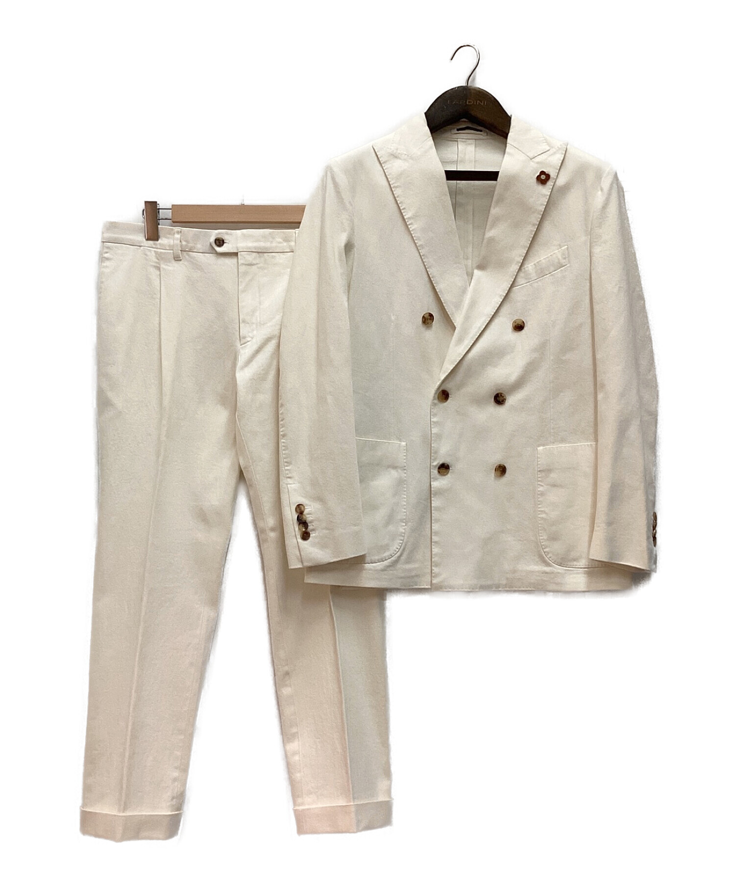 LARDINI (ラルディーニ) コットンダブルジャケットセットアップスーツ ホワイト サイズ:52