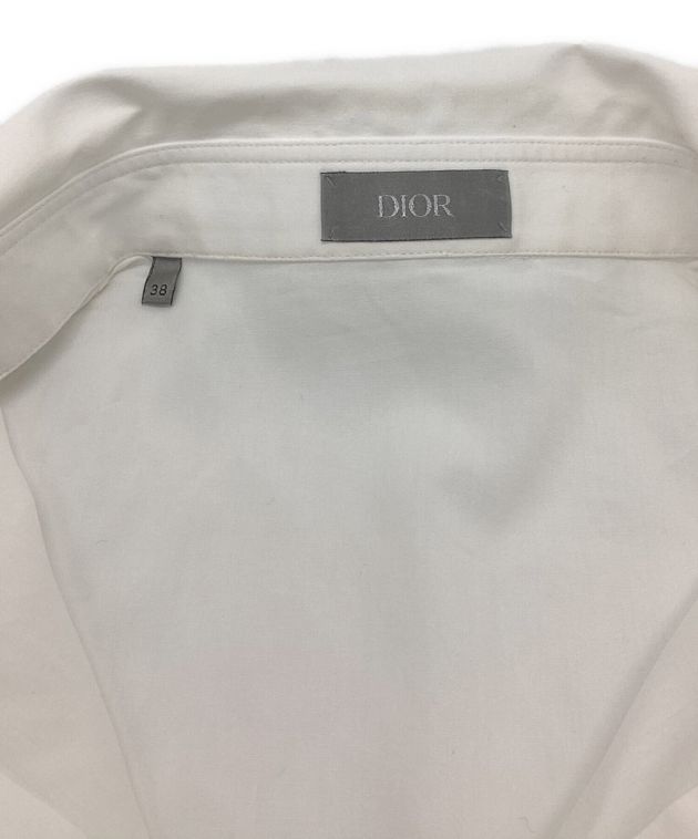 DIOR HOMME (ディオール オム) ロゴ刺繍ドレスシャツ　レギュラーカラーシャツ　刺繍ロゴシャツ ホワイト サイズ:38