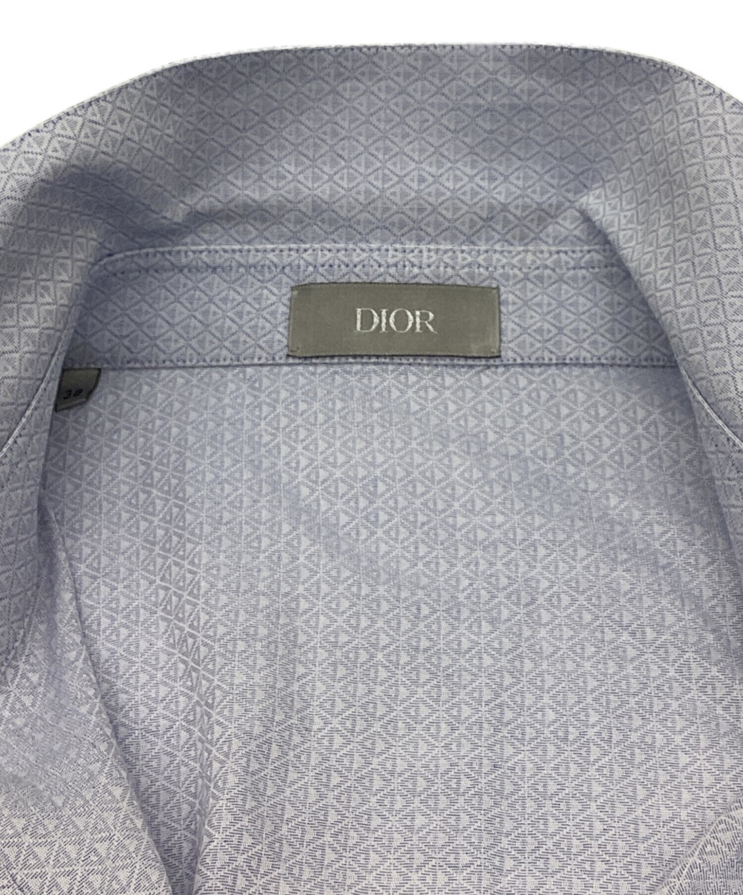 DIOR HOMME (ディオール オム) CDロゴドレスシャツ　柄シャツ　レギュラーカラーシャツ ブルー サイズ:38