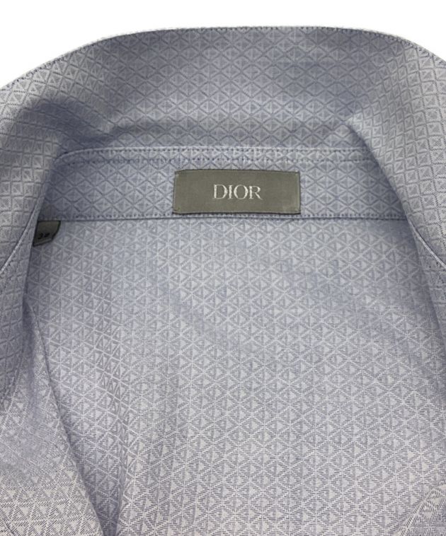 DIOR HOMME (ディオール オム) CDロゴドレスシャツ　柄シャツ　レギュラーカラーシャツ ブルー サイズ:38