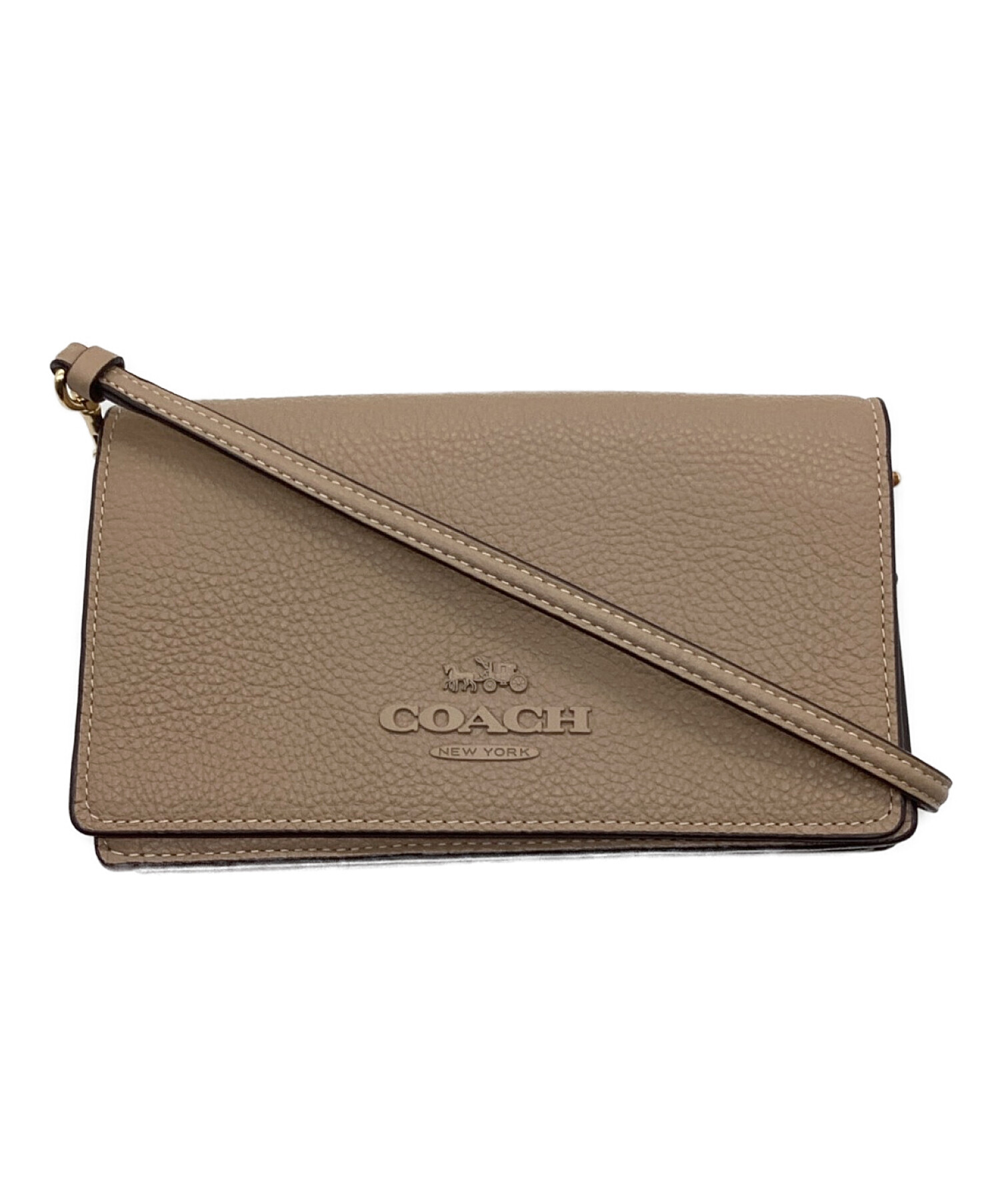 COACH (コーチ) Anna Foldover Clutch Crossbody　アンナ クラッチ クロスボディ　 フォルドオーバーショルダーウォレット ベージュ