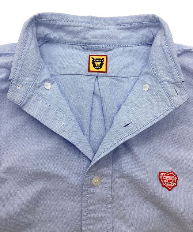 HUMAN MADE (ヒューマンメイド) OXFORD BD L/S SHIRT　オックスフォードボタンダウンシャツ　ワンポイントロゴシャツ ブルー  サイズ:M