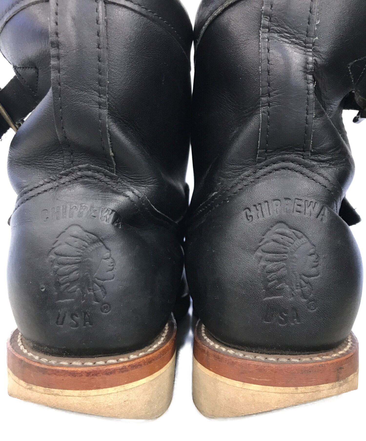 【通常価格】USA製 Chipewa チペワ モックトゥブーツ 黒 7 1/2 E 25.5 靴