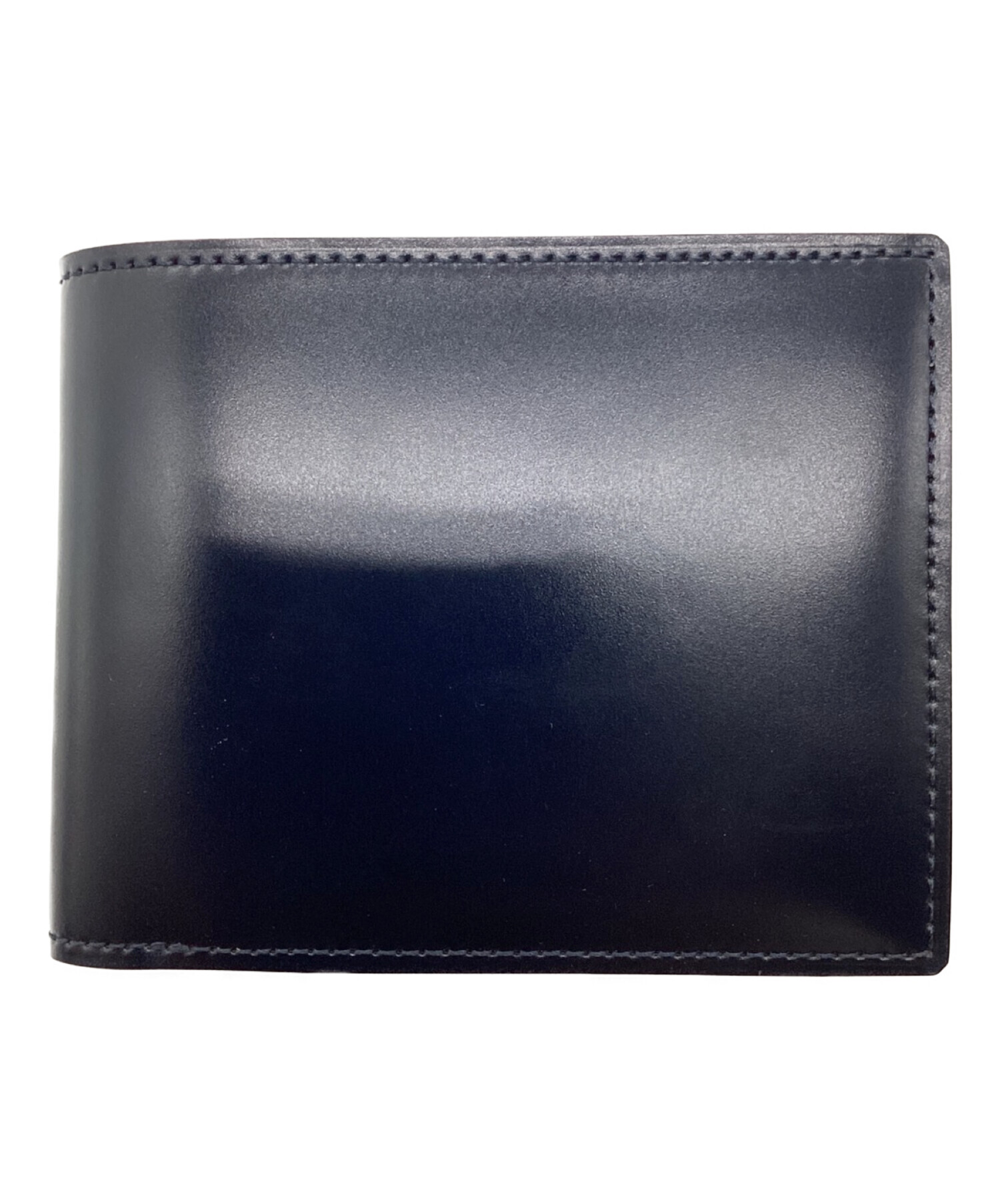 【未使用に近い】GANZO ガンゾ コードバン二つ折り財布 ネイビー厚さ約22cm
