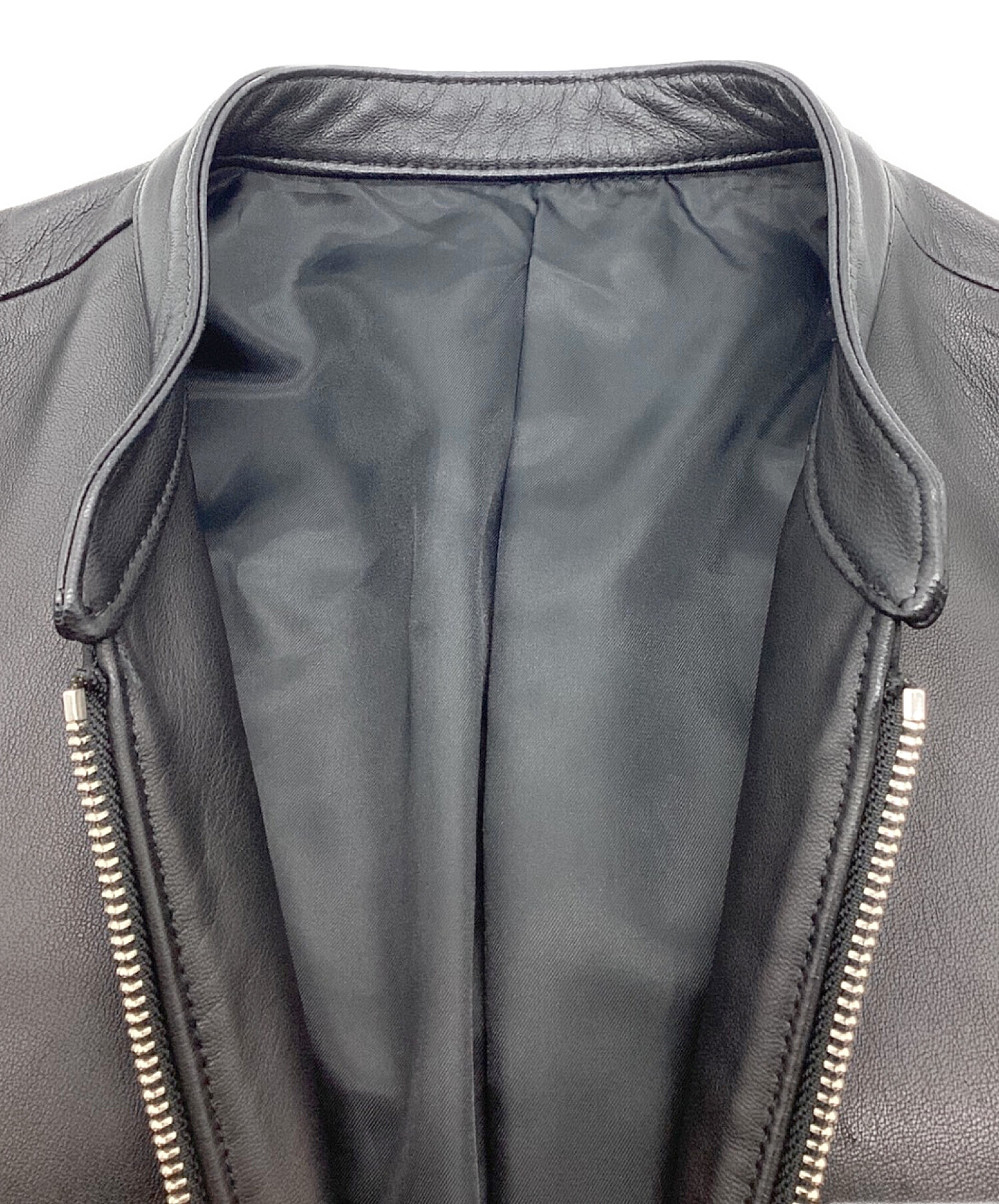 LIDnM (リドム) シングルライダースジャケット　ノーカラー ブラック サイズ:M
