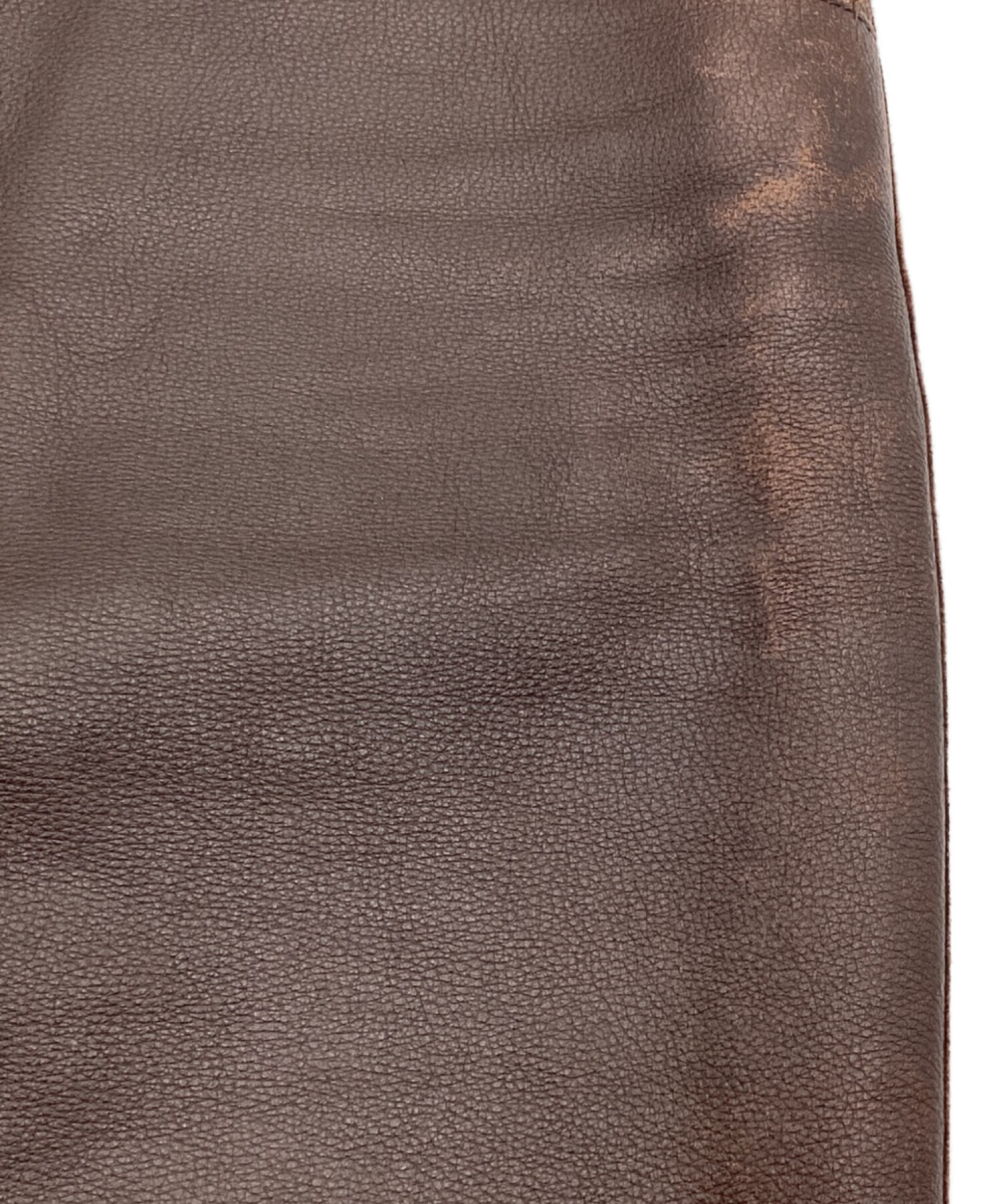 BOTTEGA VENETA (ボッテガベネタ) レザースカート ブラウン サイズ:38