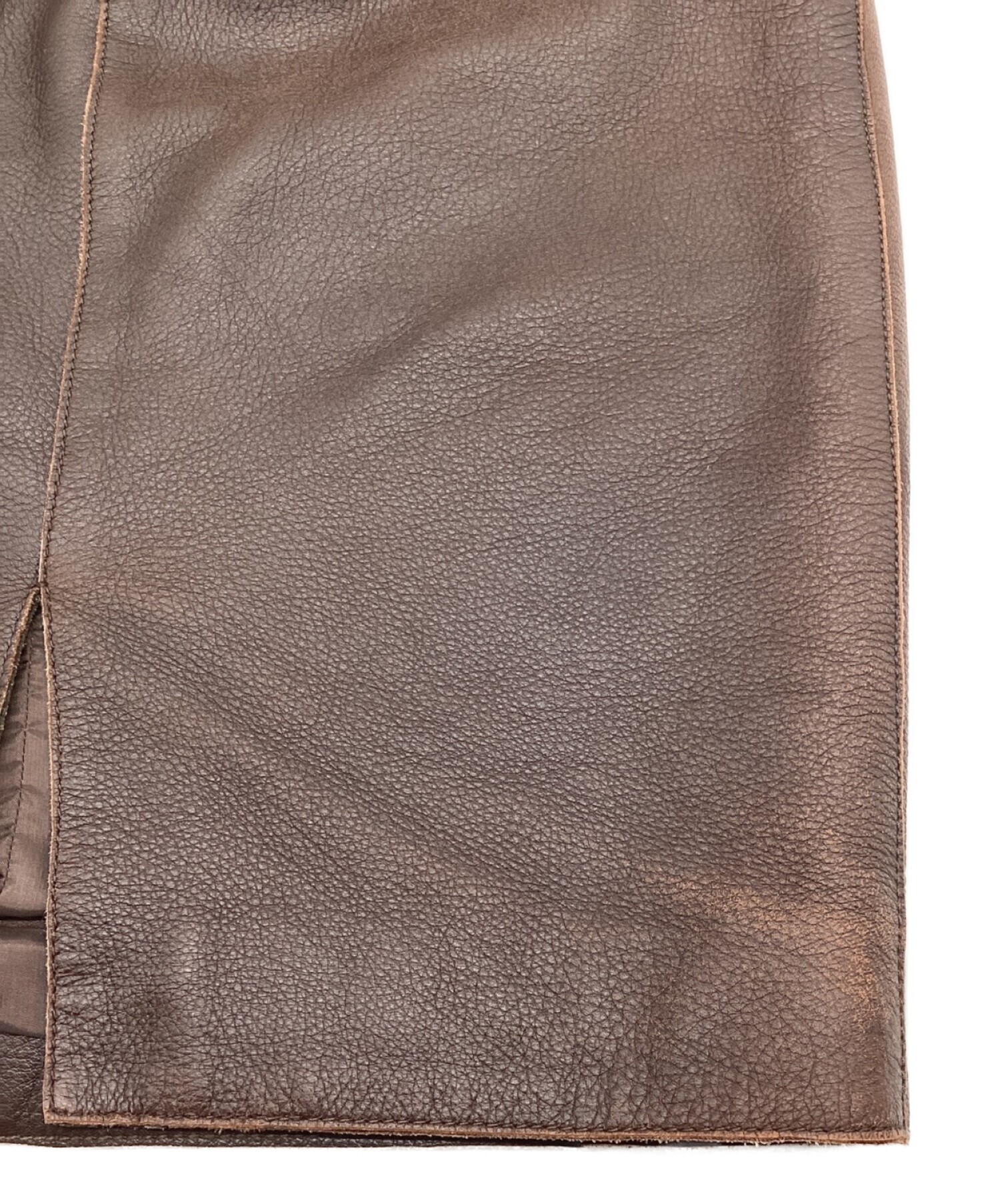 BOTTEGA VENETA (ボッテガベネタ) レザースカート ブラウン サイズ:38
