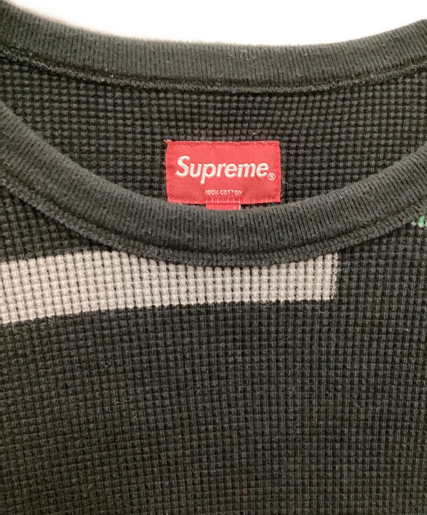 SUPREME (シュプリーム) サーマルカットソー　NY Waffle Thermal ブラック サイズ:M