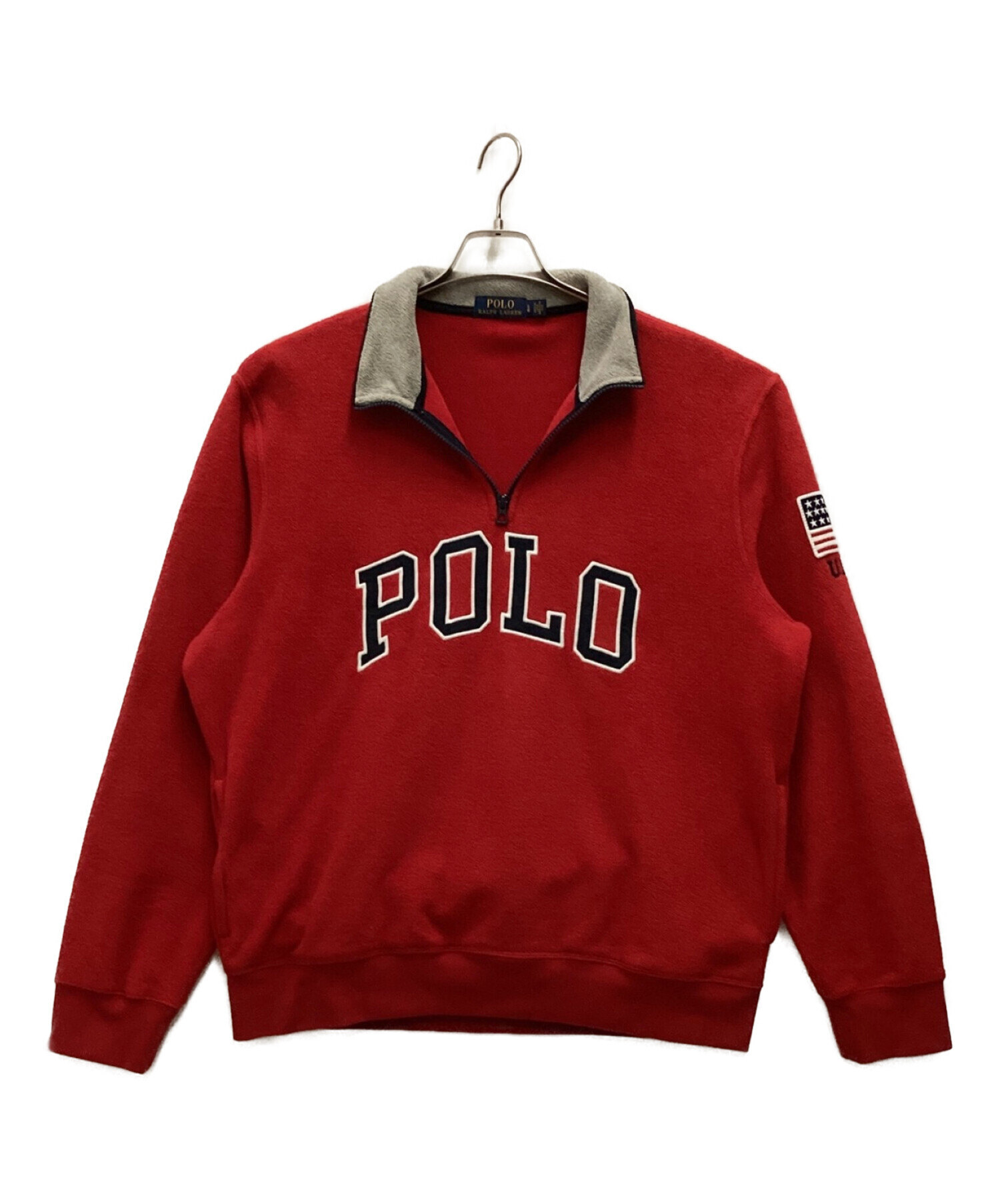 POLO RALPH LAUREN (ポロ・ラルフローレン) ハーフジップフリースジャケット レッド サイズ:L