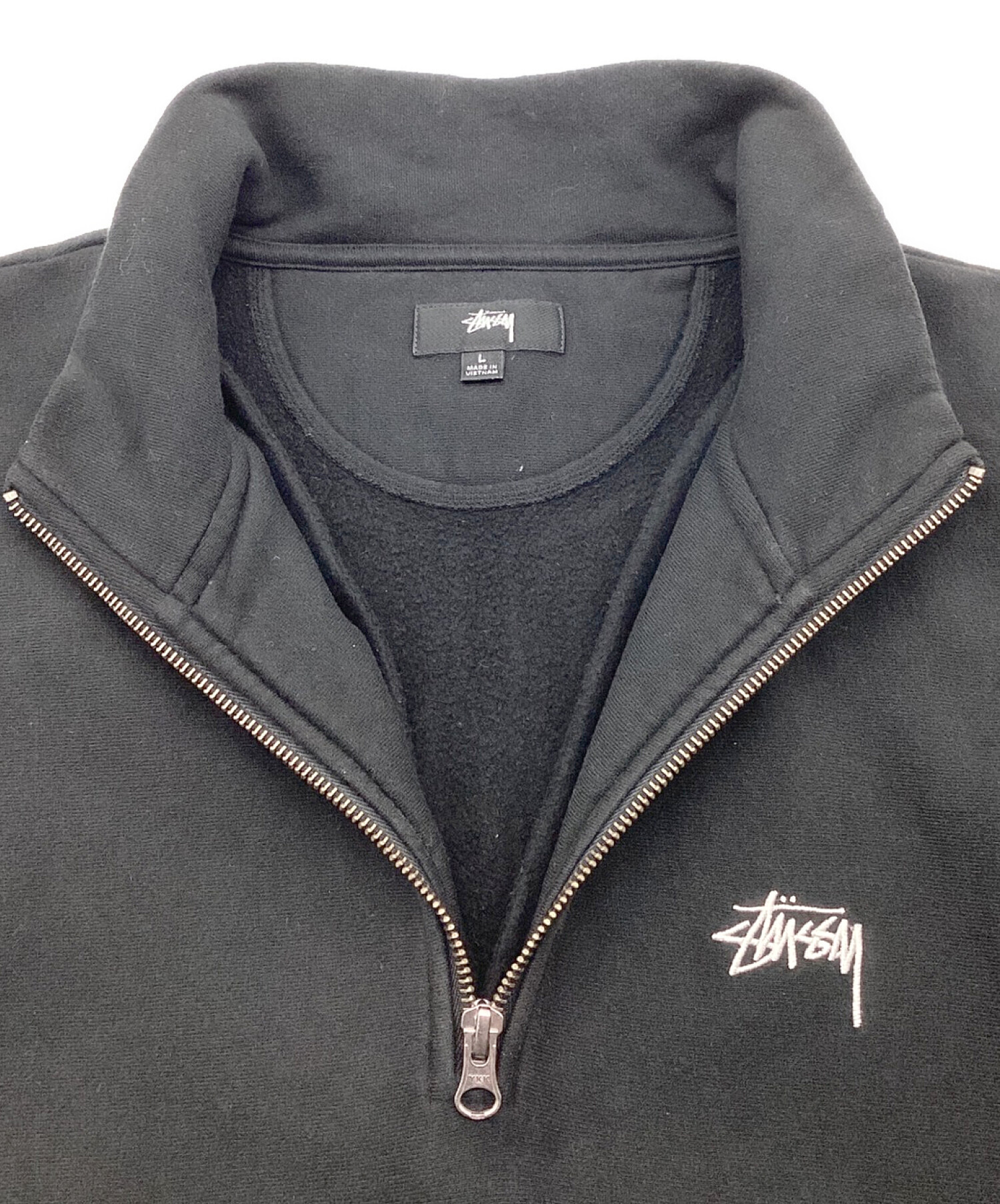 stussy (ステューシー) ハーフジップスウェット ブラック サイズ:L