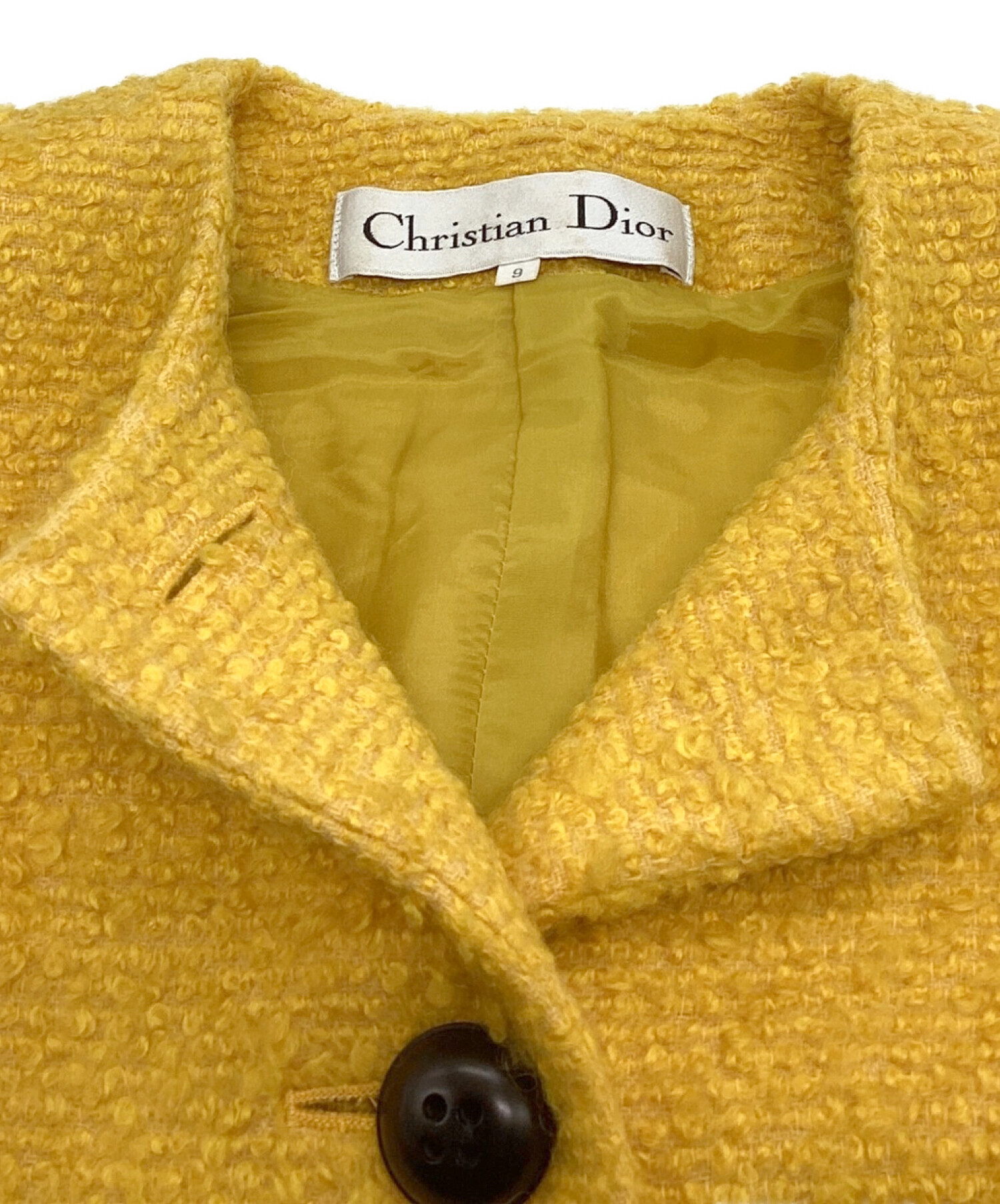 Christian Dior (クリスチャン ディオール) ヴィンテージノーカラージャケット　ショート丈 イエロー サイズ:9