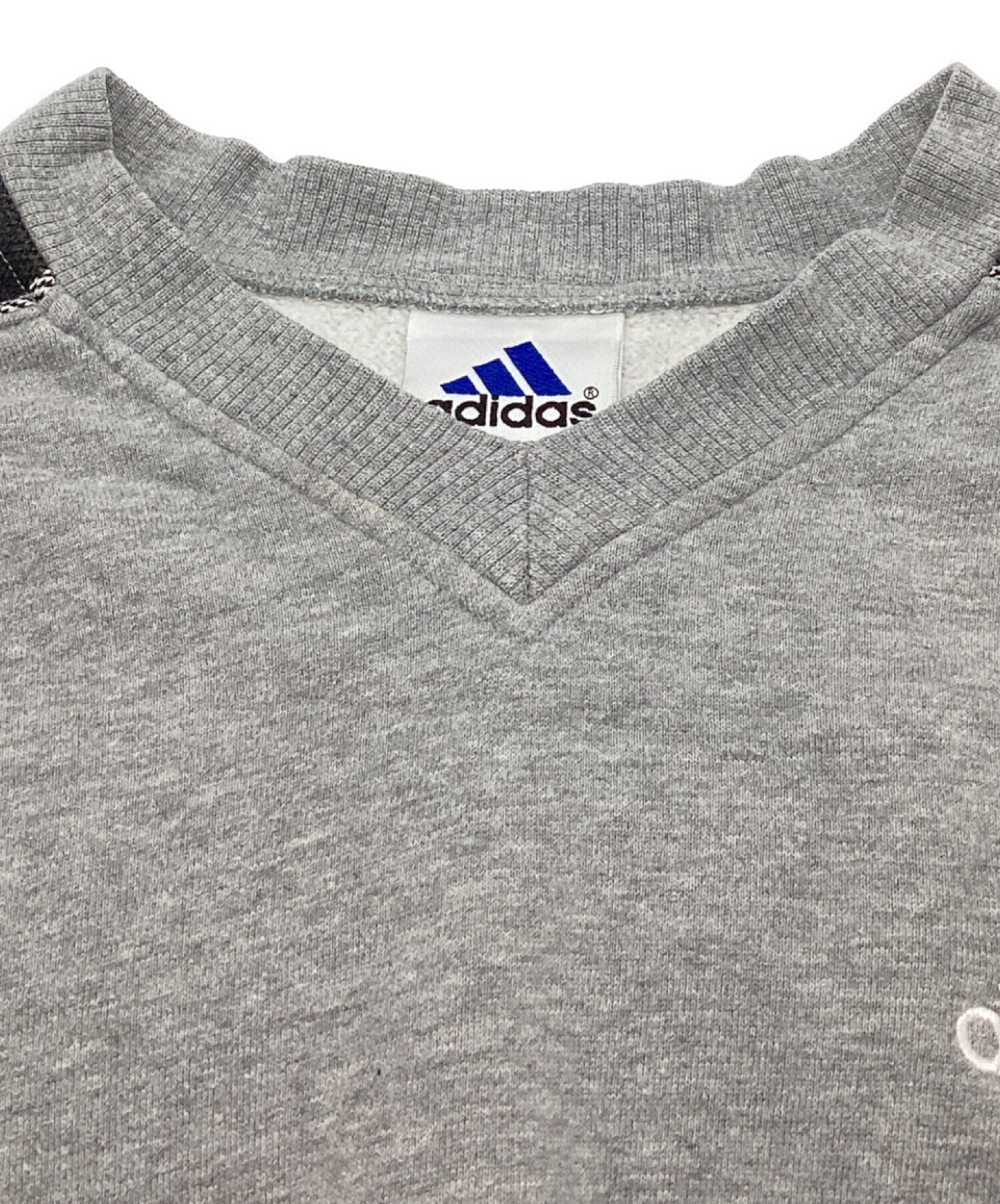 adidas (アディダス) 90S スリーストライプラインスウェット　Vネック グレー サイズ:L