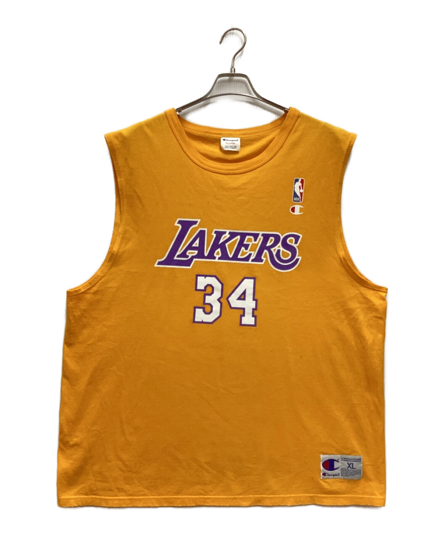 Champion (チャンピオン) 古着LAKERSゲームシャツ　タンクトップ　シャキールオニール　シャック　#34 イエロー サイズ:XL