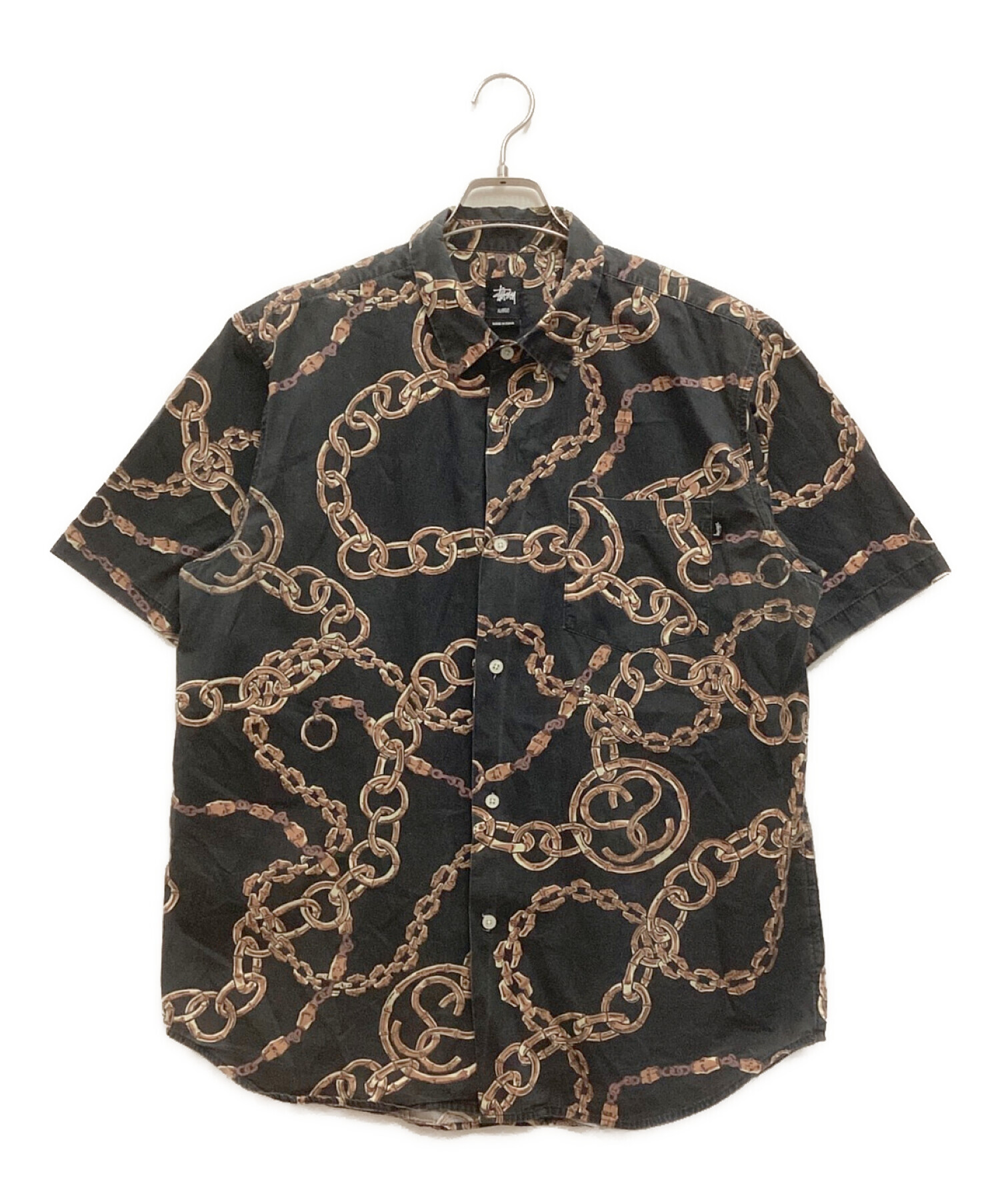 stussy (ステューシー) シャツ　チェーン柄　コットン グレー サイズ:X-LARGE