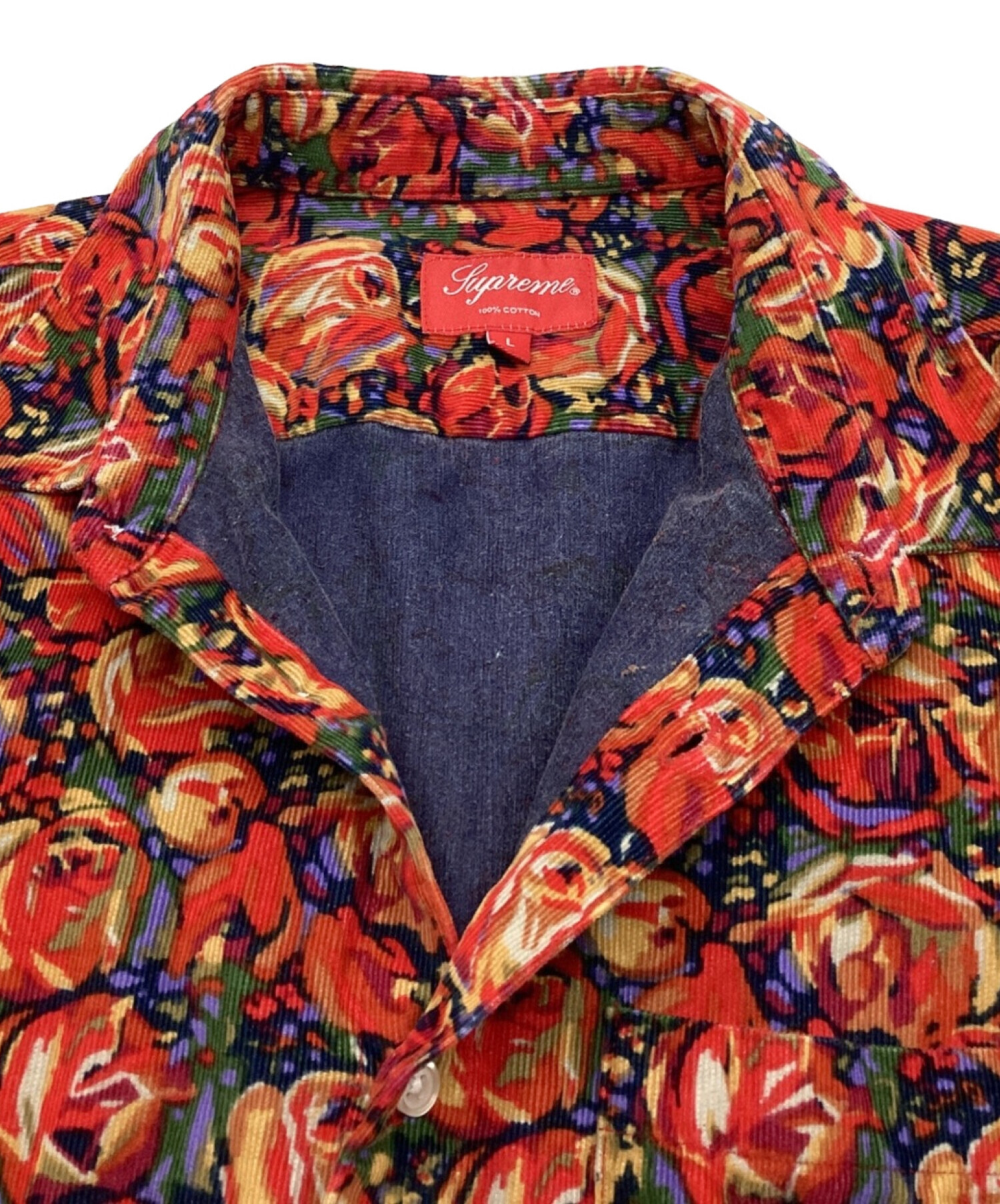 Supreme (シュプリーム) Roses Corduroy Shirt / ローズコーデュロイシャツ　18AW レッド サイズ:L