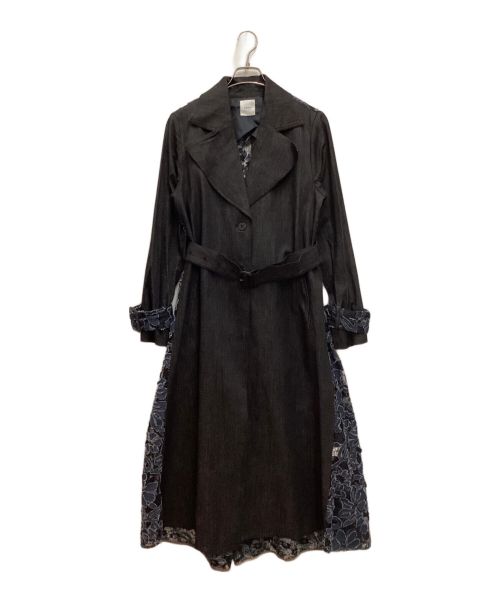 【中古・古着通販】Ameri (アメリ) BACK LACE COAT / バックレースコート デニム 切り替え ブラック  サイズ:-｜ブランド・古着通販 トレファク公式【TREFAC FASHION】スマホサイト