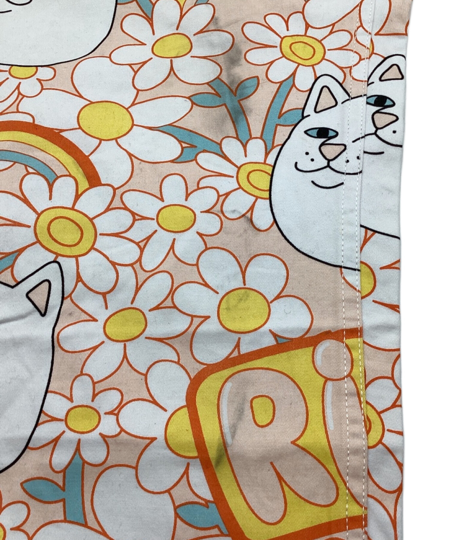 中古・古着通販】RIPNDIP (リップンディップ) オーバーオール 総柄 花柄 フラワー 猫 ロード・ナーマル ホワイト  サイズ:-｜ブランド・古着通販 トレファク公式【TREFAC FASHION】スマホサイト