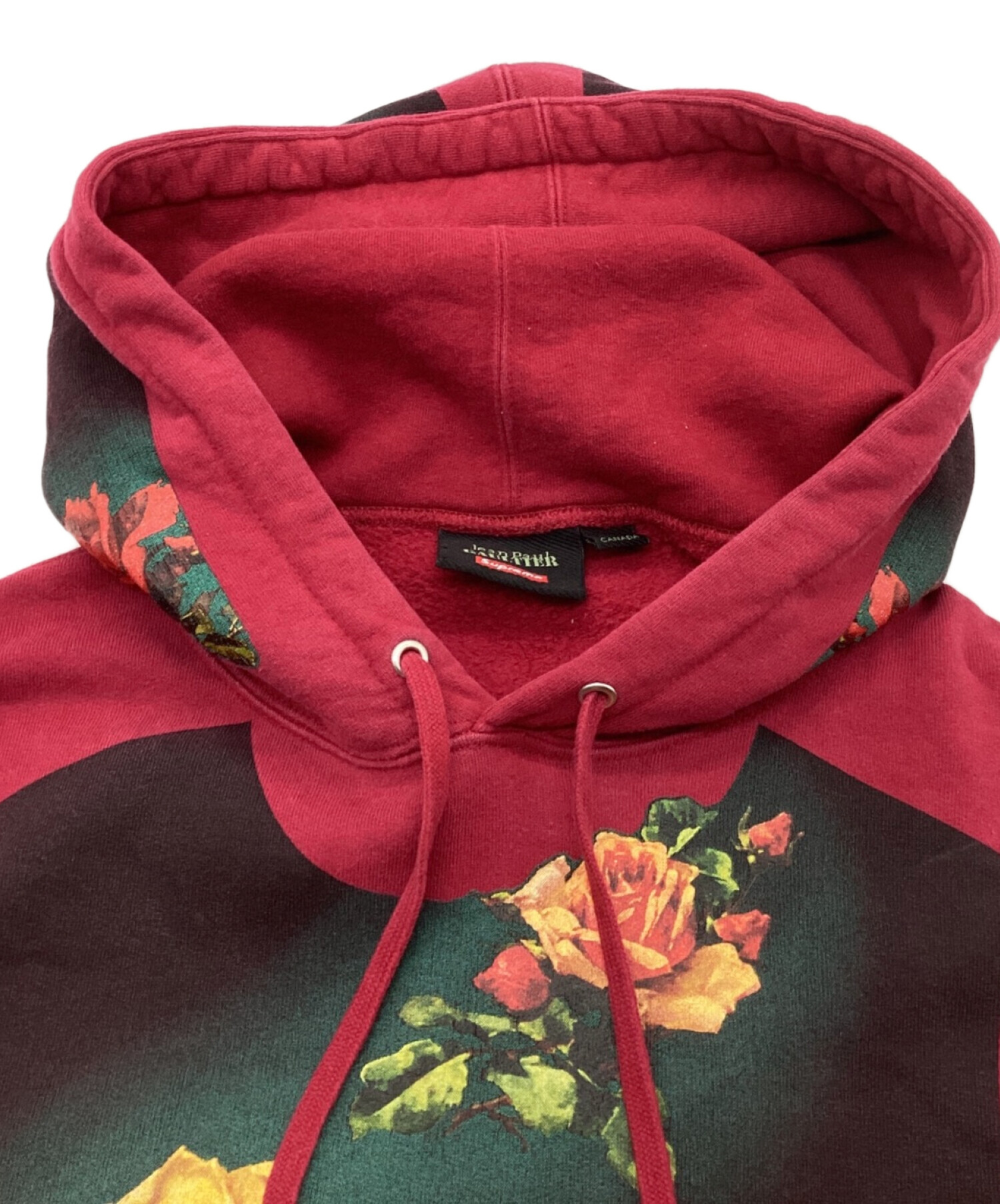 Supreme Jean Paul GAULTIER (ジャンポールゴルチェ) Floral Print Hooded Sweatshirt /  フローラルプリントフーデッドスウェットシャツ　パーカー　裏起毛 レッド サイズ:LARGE