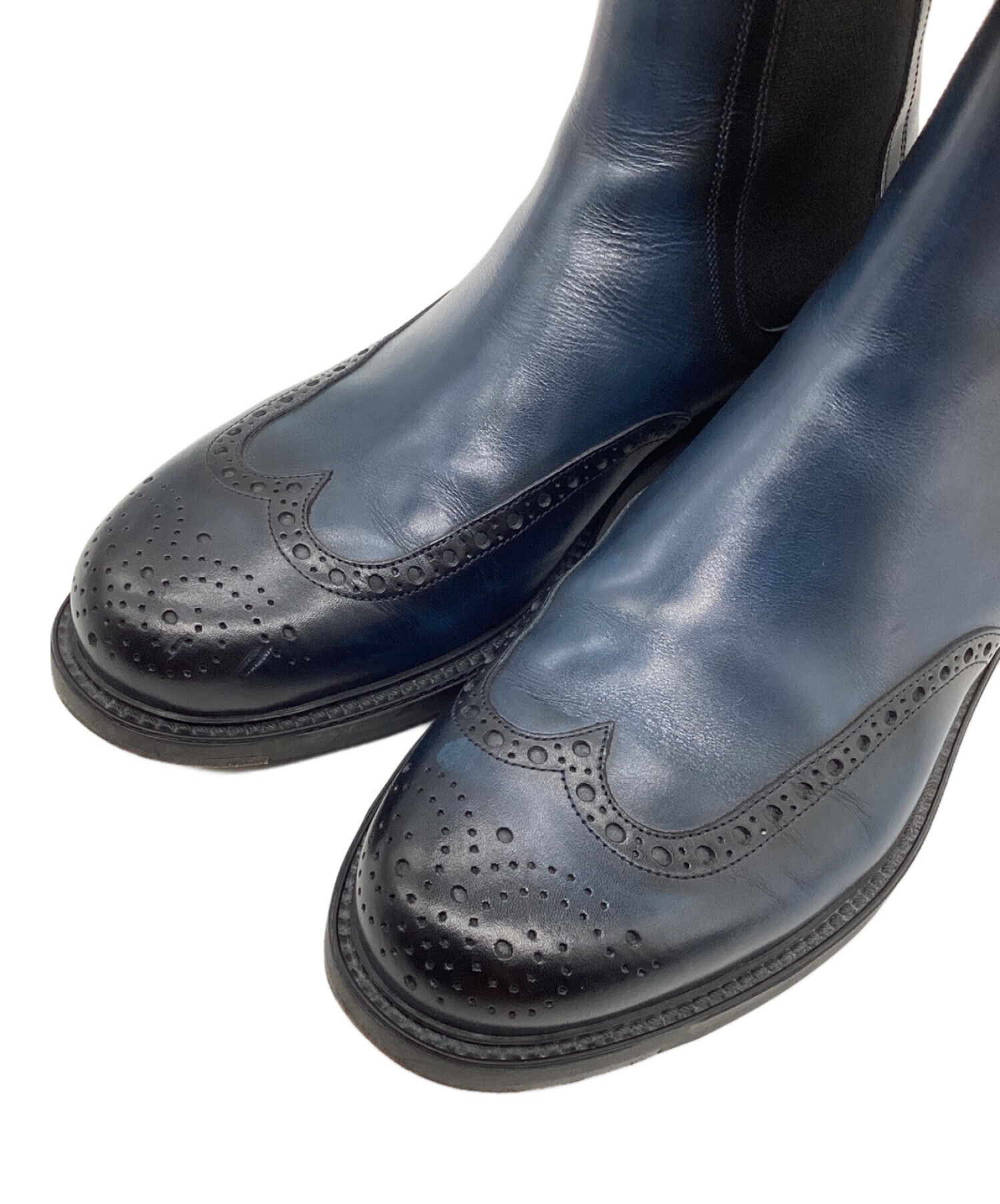 中古・古着通販】Santoni (サントーニ) サイドゴアブーツ ウイングチップ ネイビー サイズ:7 1/2｜ブランド・古着通販  トレファク公式【TREFAC FASHION】スマホサイト