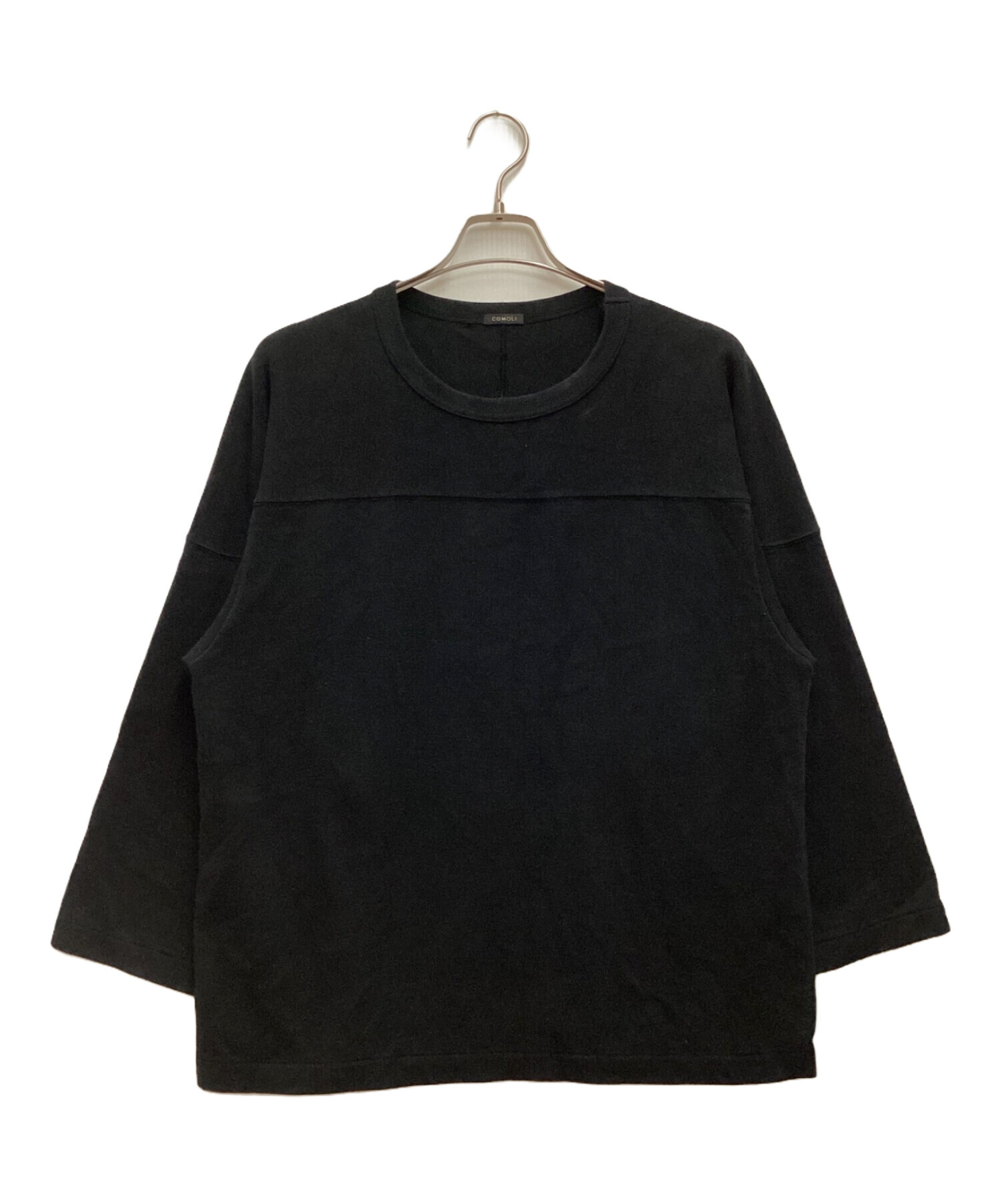 COMOLI (コモリ) フットボールTシャツ　クルーネック　カットソー　コットン　23AW ブラック サイズ:1