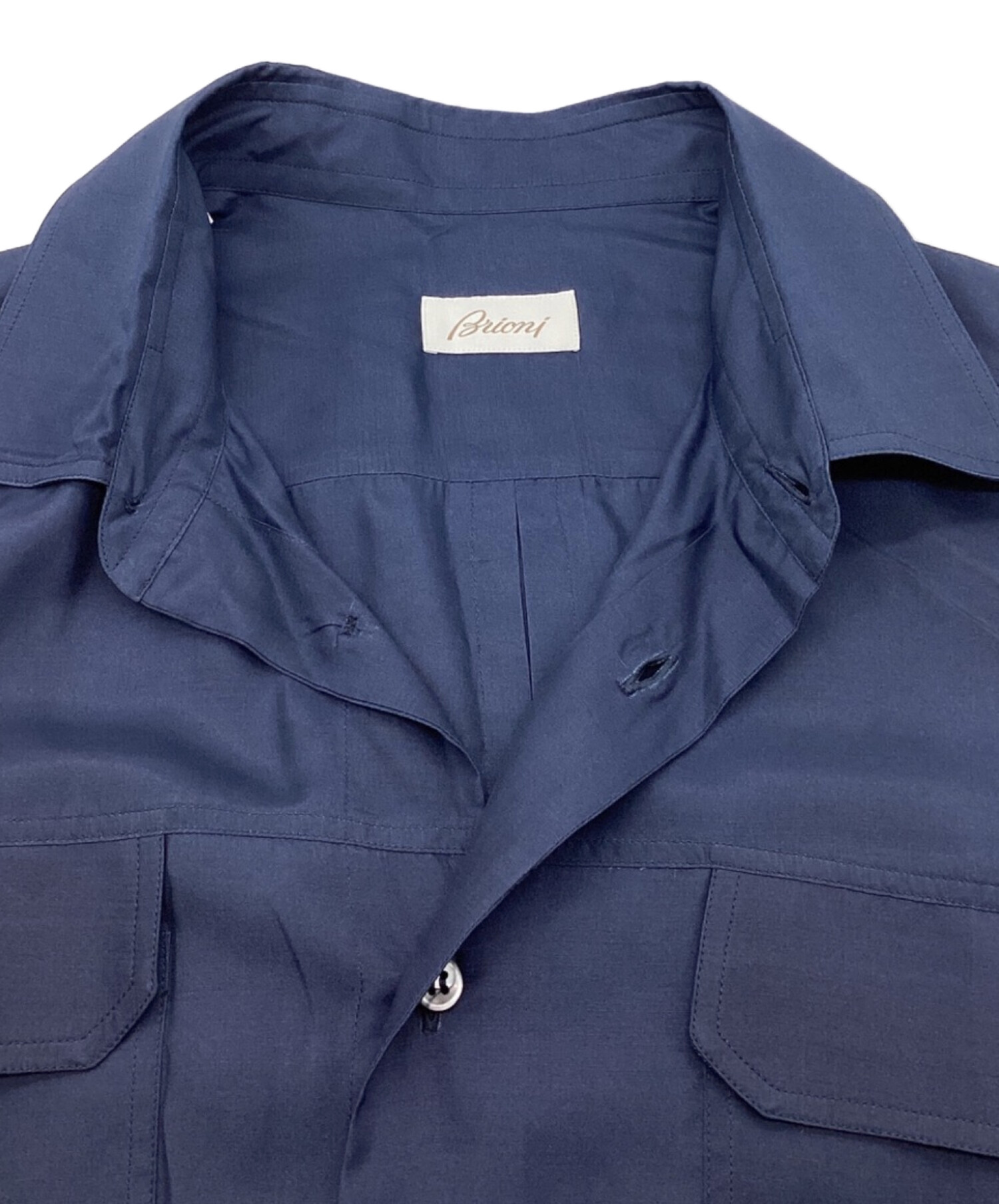 中古・古着通販】BRIONI (ブリオーニ) シルクシャツ フラップポケット ネイビー サイズ:L｜ブランド・古着通販 トレファク公式【TREFAC  FASHION】スマホサイト