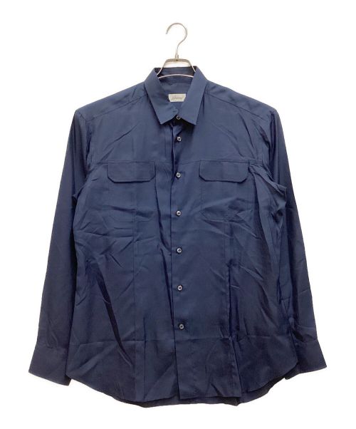 【中古・古着通販】BRIONI (ブリオーニ) シルクシャツ フラップポケット ネイビー サイズ:L｜ブランド・古着通販 トレファク公式【TREFAC  FASHION】スマホサイト