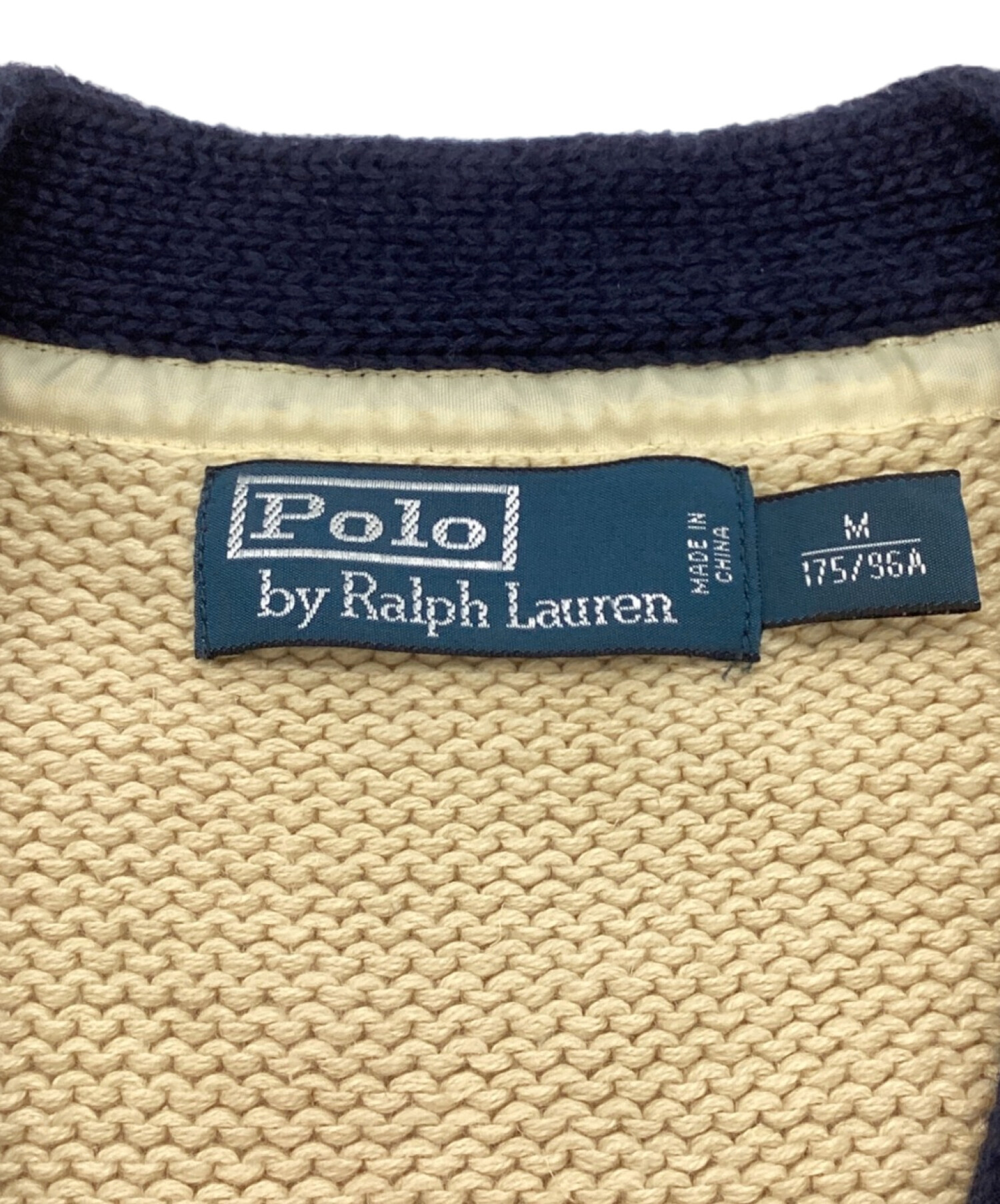 中古・古着通販】POLO RALPH LAUREN (ポロ・ラルフローレン) ウイングフットレタードカーディガン Vネック ワッペン スクール リネン  コットン ベージュ サイズ:M｜ブランド・古着通販 トレファク公式【TREFAC FASHION】スマホサイト