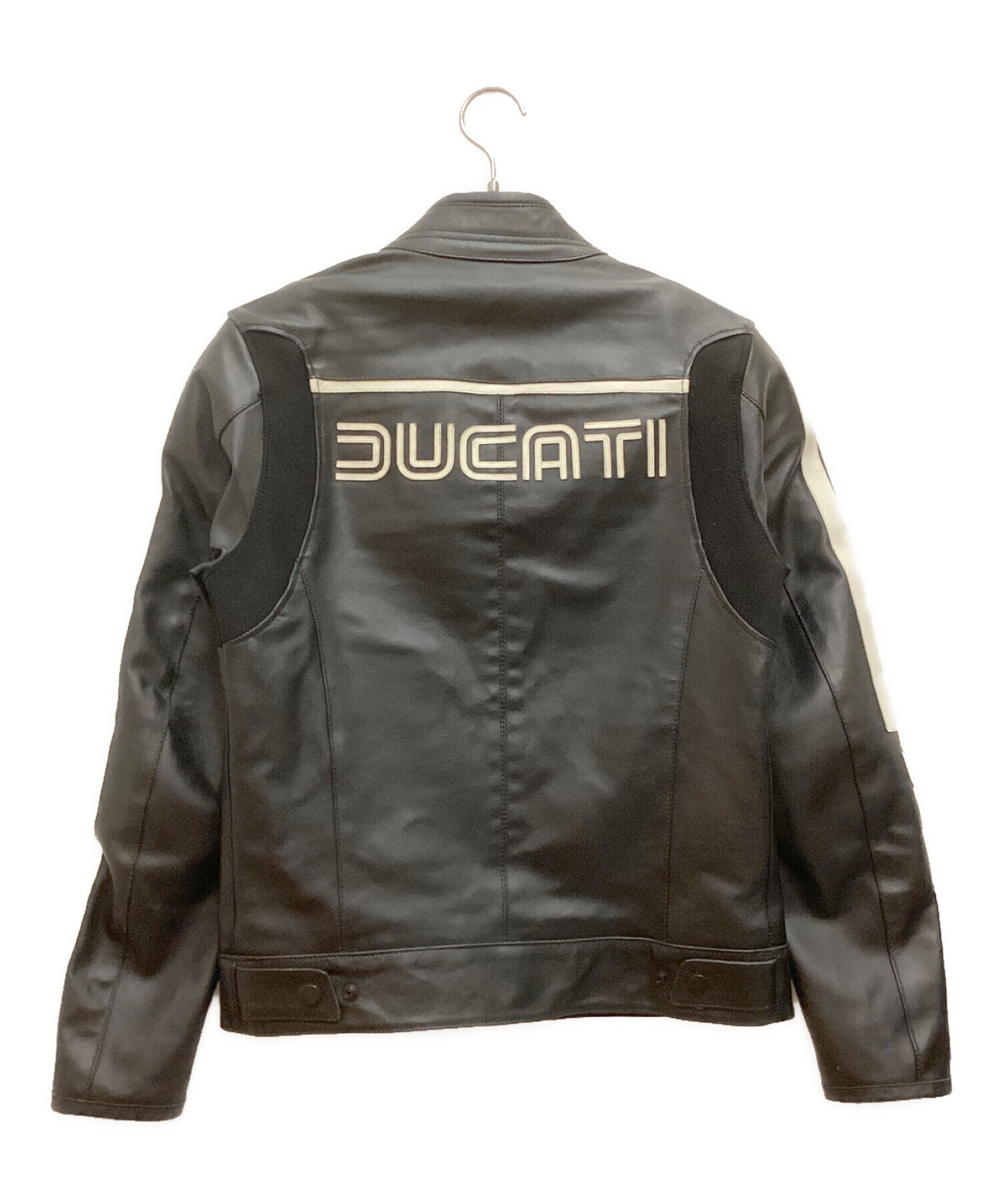 ducati by dainese (ドゥカティ バイ ダイネーゼ) レーシングレザージャケット　スタンドカラー　ジップ　ロゴ ブラック サイズ:46