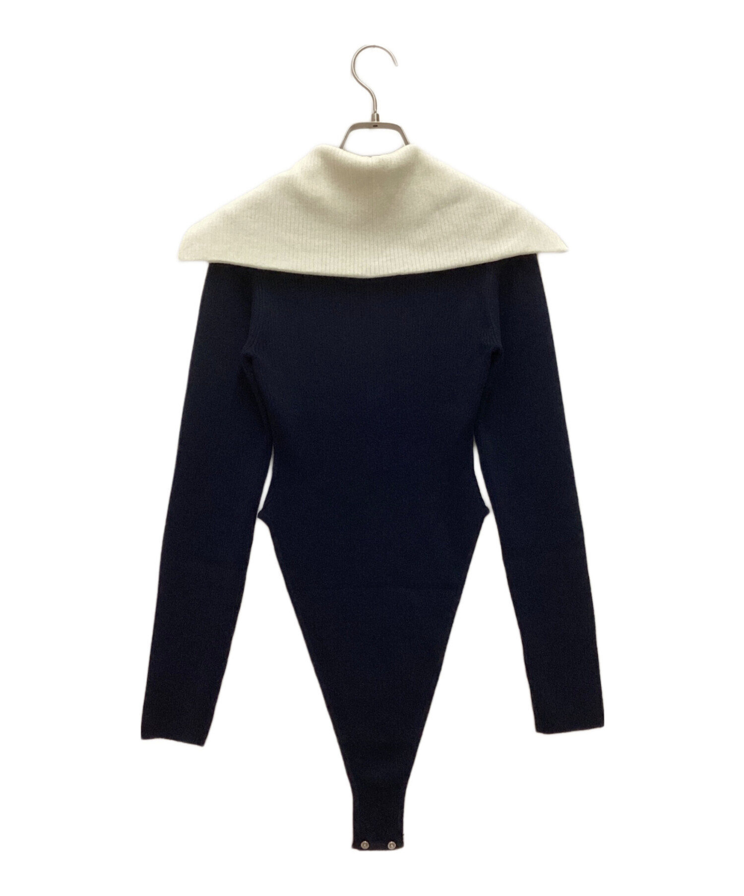 NKNIT (ンニット) sailor collar rib KNIT bodysuit / セーラーカラー リブニット ボディースーツ ネイビー