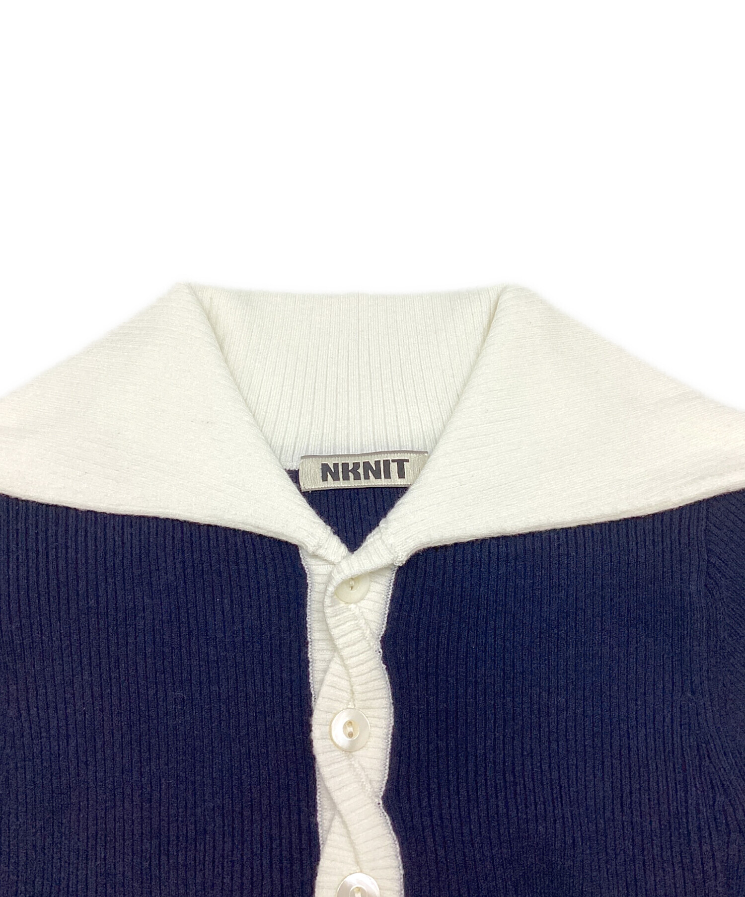 NKNIT (ンニット) sailor collar rib KNIT bodysuit / セーラーカラー リブニット ボディースーツ ネイビー