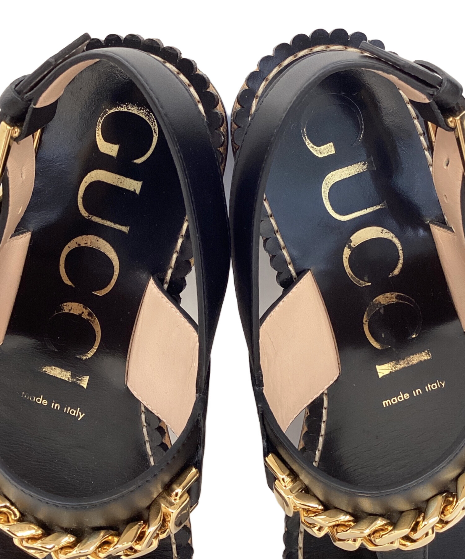 中古・古着通販】GUCCI (グッチ) トングサンダル Tストラップ チェーン ウェッジソール ローヒール ブラック サイズ:38｜ブランド・古着通販  トレファク公式【TREFAC FASHION】スマホサイト