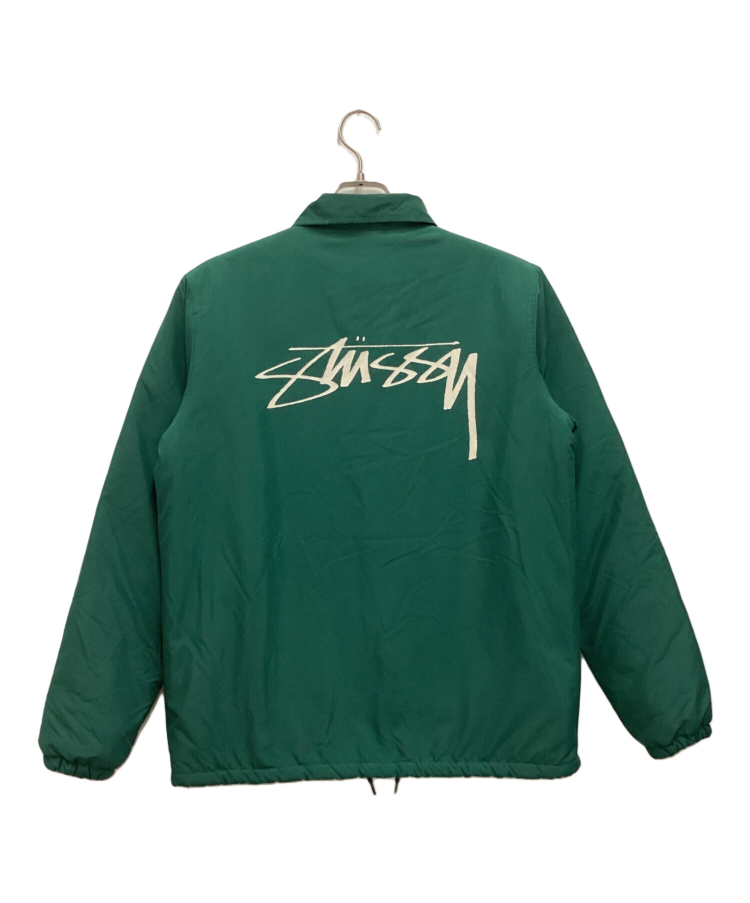 stussy (ステューシー) Champion (チャンピオン) 裏ボアコーチジャケット　刺繍　バックロゴ グリーン サイズ:SMALL