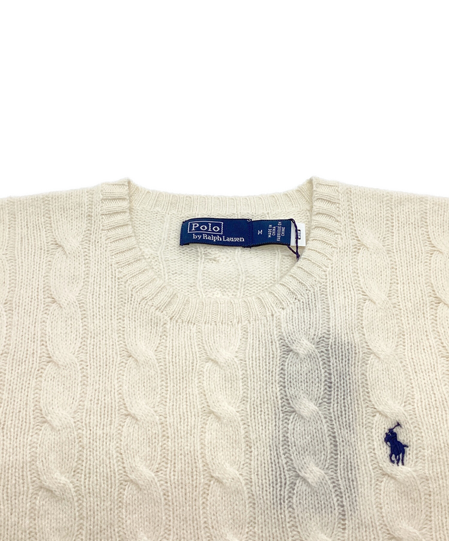 中古・古着通販】POLO RALPH LAUREN (ポロ・ラルフローレン) ケーブルニットウールカシミヤセーター クルーネック ホワイト サイズ:M  未使用品｜ブランド・古着通販 トレファク公式【TREFAC FASHION】スマホサイト