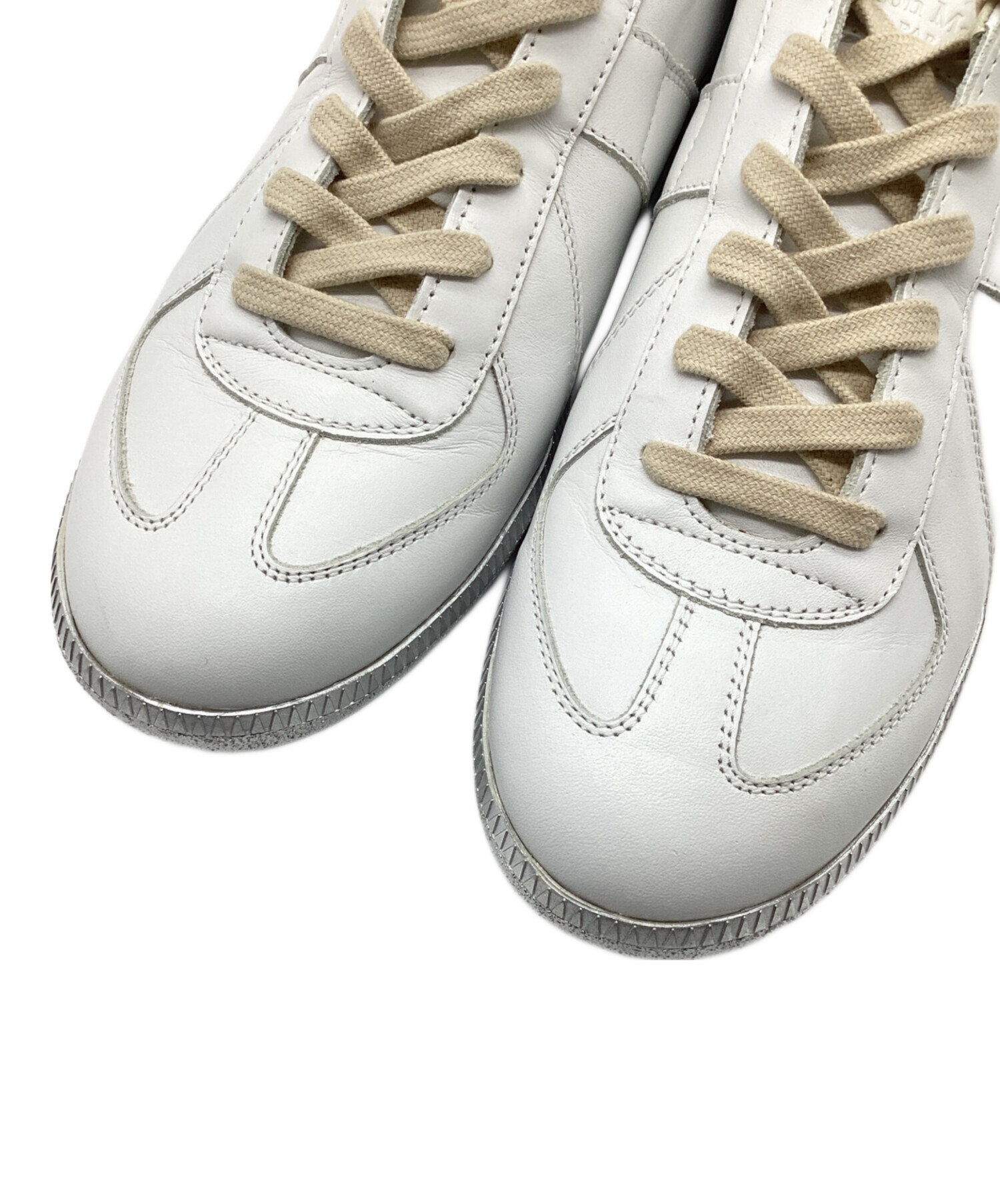 Maison Margiela (メゾンマルジェラ) GERMAN TRAINeR Replica sneakers / ジャーマントレーナー  レプリカスニーカー ホワイト×シルバー サイズ:43