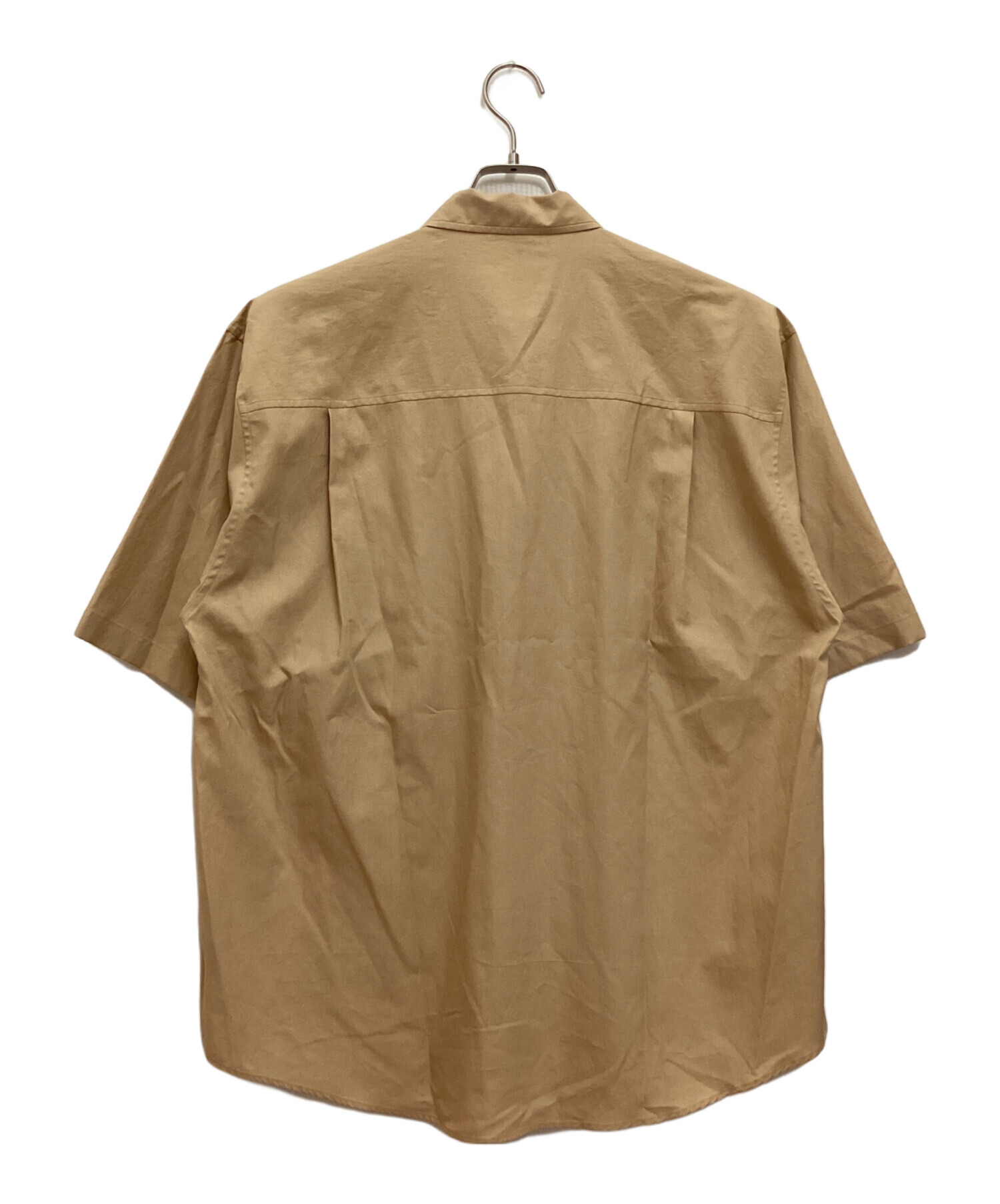 AURALEE (オーラリー) WASHED FINX TWILL BIG HALF SLEEVED SHIRT / ウォッシュド フィンクス ツイル  ビッグ ハーフスリーブ シャツ ベージュ サイズ:4 未使用品