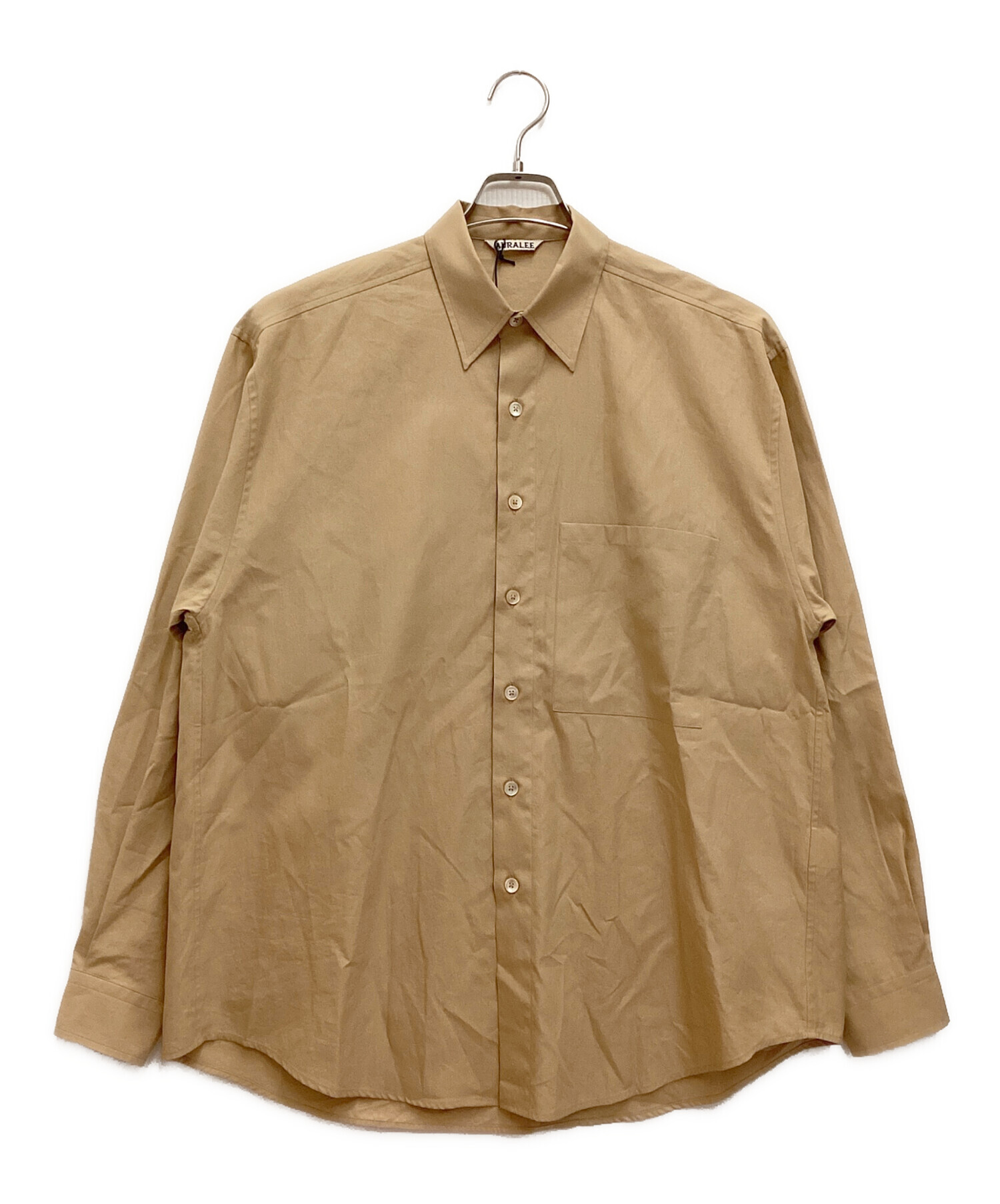 AURALEE (オーラリー) WASHED FINX TWILL BIG SHIRT / ウォッシュド フィンクス ツイル ビッグ シャツ ベージュ  サイズ:4 未使用品