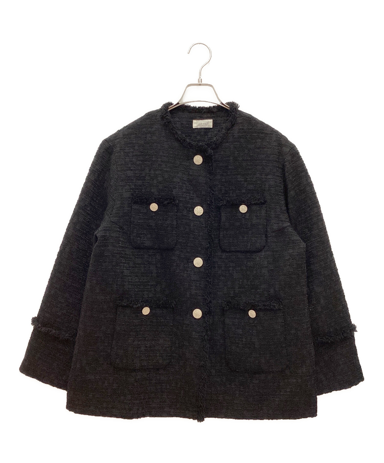 中古・古着通販】IENA (イエナ) Monotone Tweed / モノトーン ツイード ジャケット ノーカラー オーバーサイズ ブラック  サイズ:36｜ブランド・古着通販 トレファク公式【TREFAC FASHION】スマホサイト