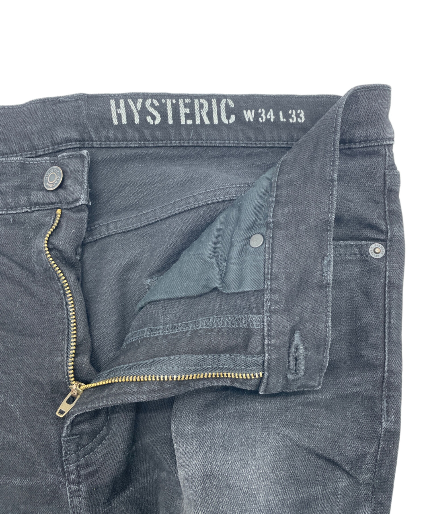 中古・古着通販】Hysteric Glamour (ヒステリックグラマー) KPR加工ISKOデニム リメイクスリムパンツ ブラック サイズ:SIZE  34｜ブランド・古着通販 トレファク公式【TREFAC FASHION】スマホサイト