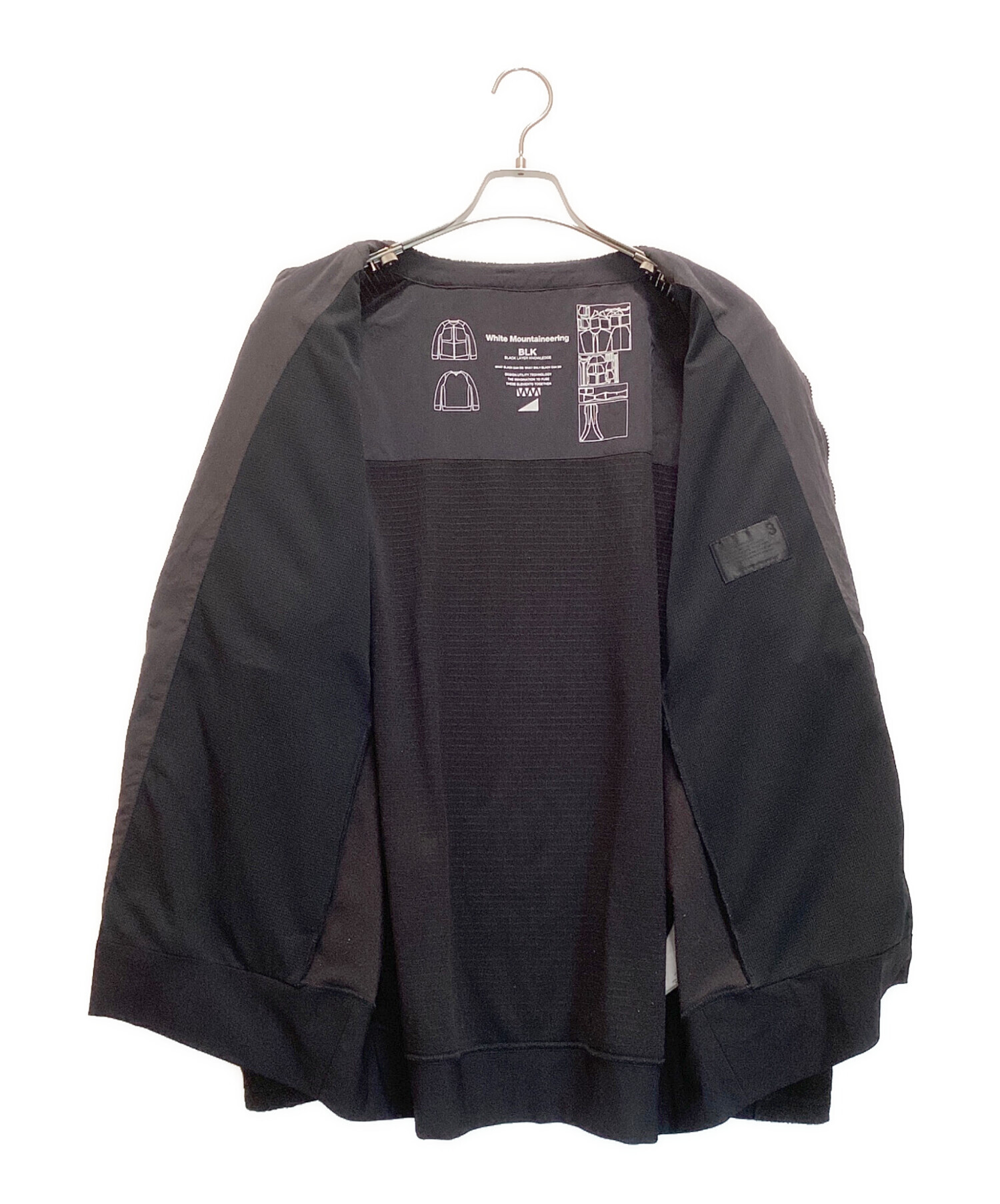 WHITE MOUNTAINEERING (ホワイトマウンテ二アニング) ZIPPED JACKET / ジップジャケット ノーカラー フリース  ブラック サイズ:3